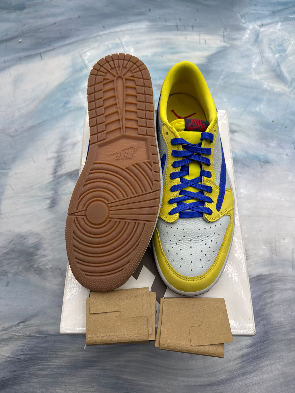 JORDAN 1 RETRO LOW OG SP TRAVIS SCOTT CANARY PRE OWNED SIZE 13.5W 12M