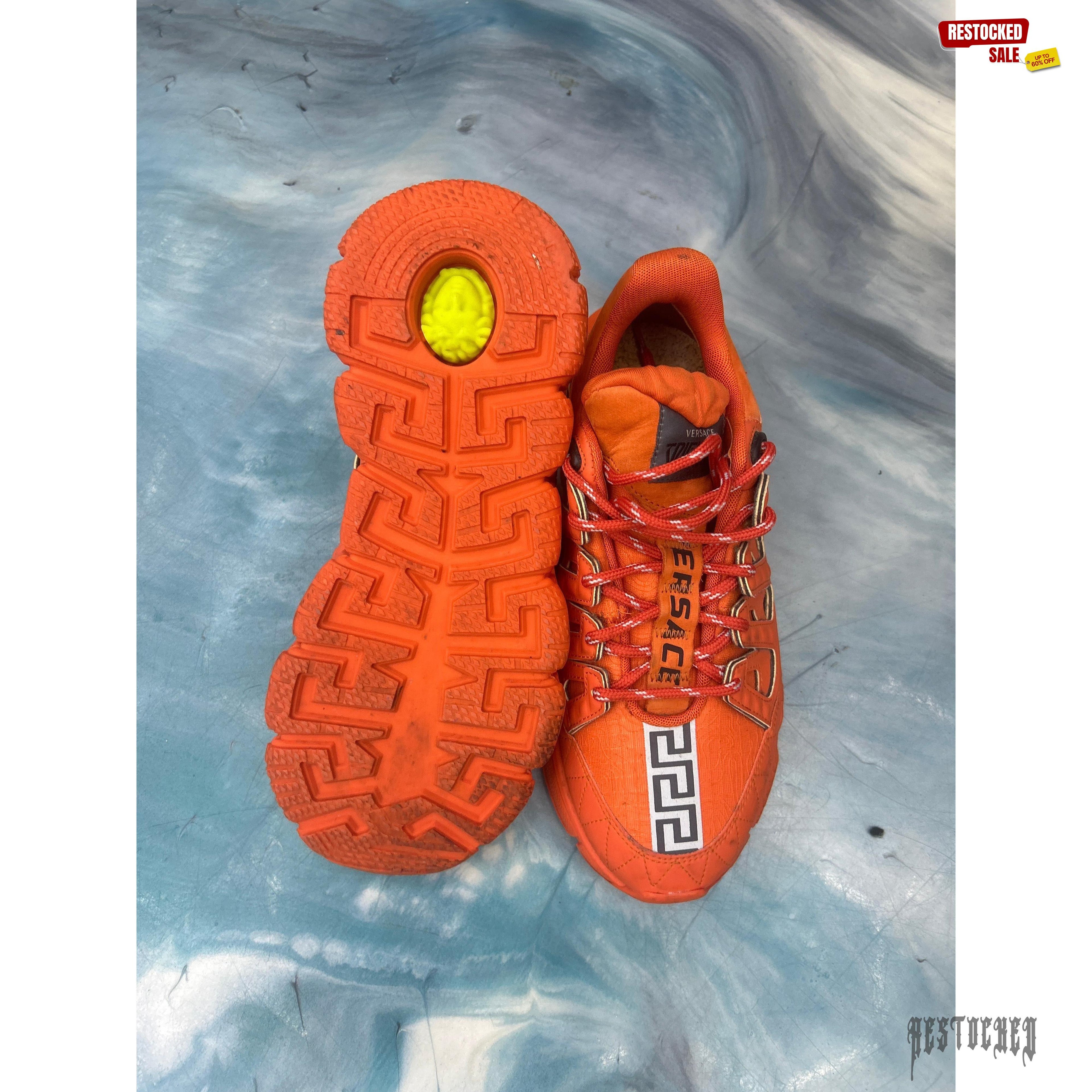 VERSACE TRIGRECA ORANGE PRE OWNED SIZE 40.5 EU 7.5/8 US NO BOX