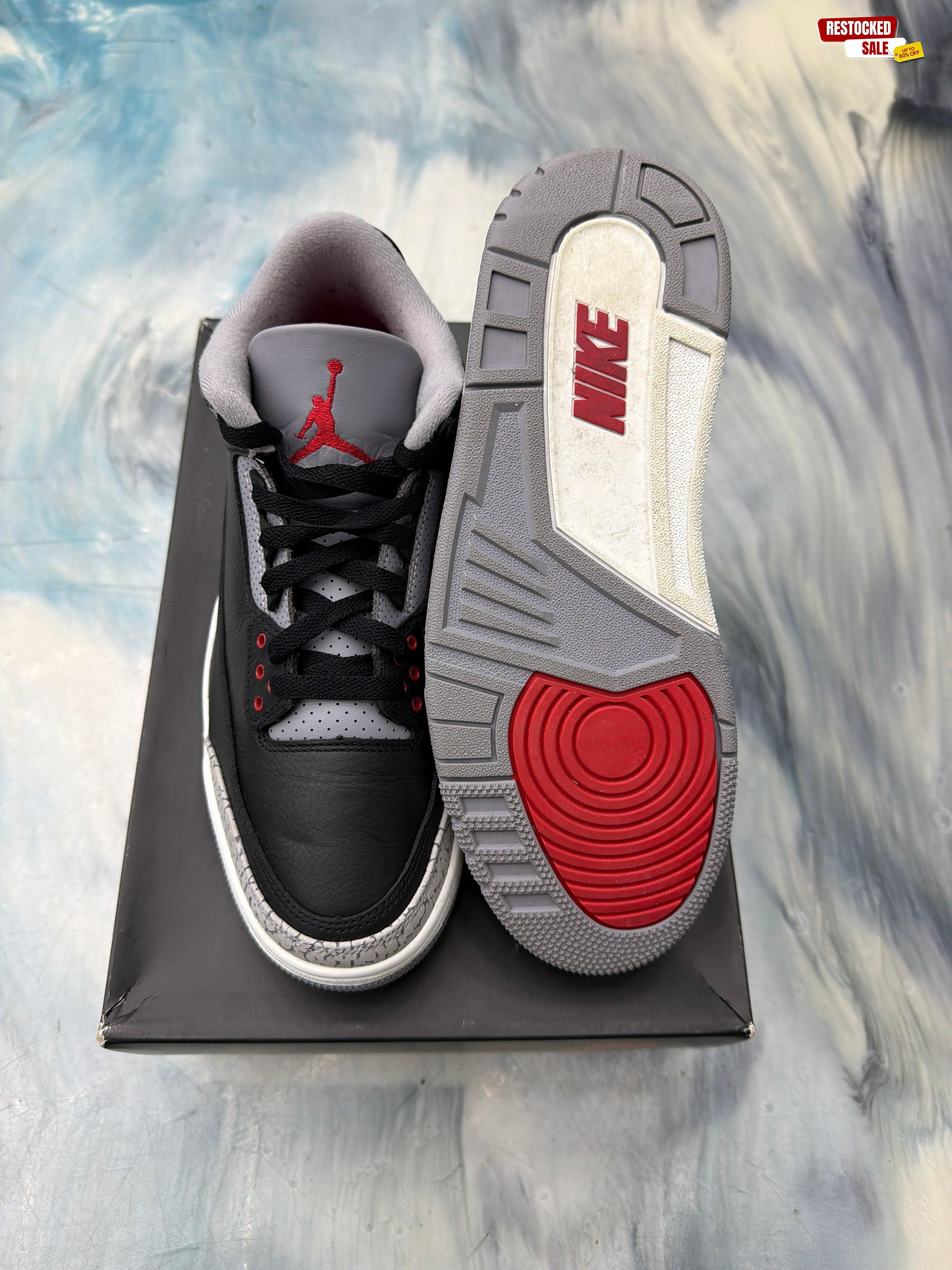 JORDAN 3 RETRO OG BLACK CEMENT (2024) PRE OWNED SIZE 9