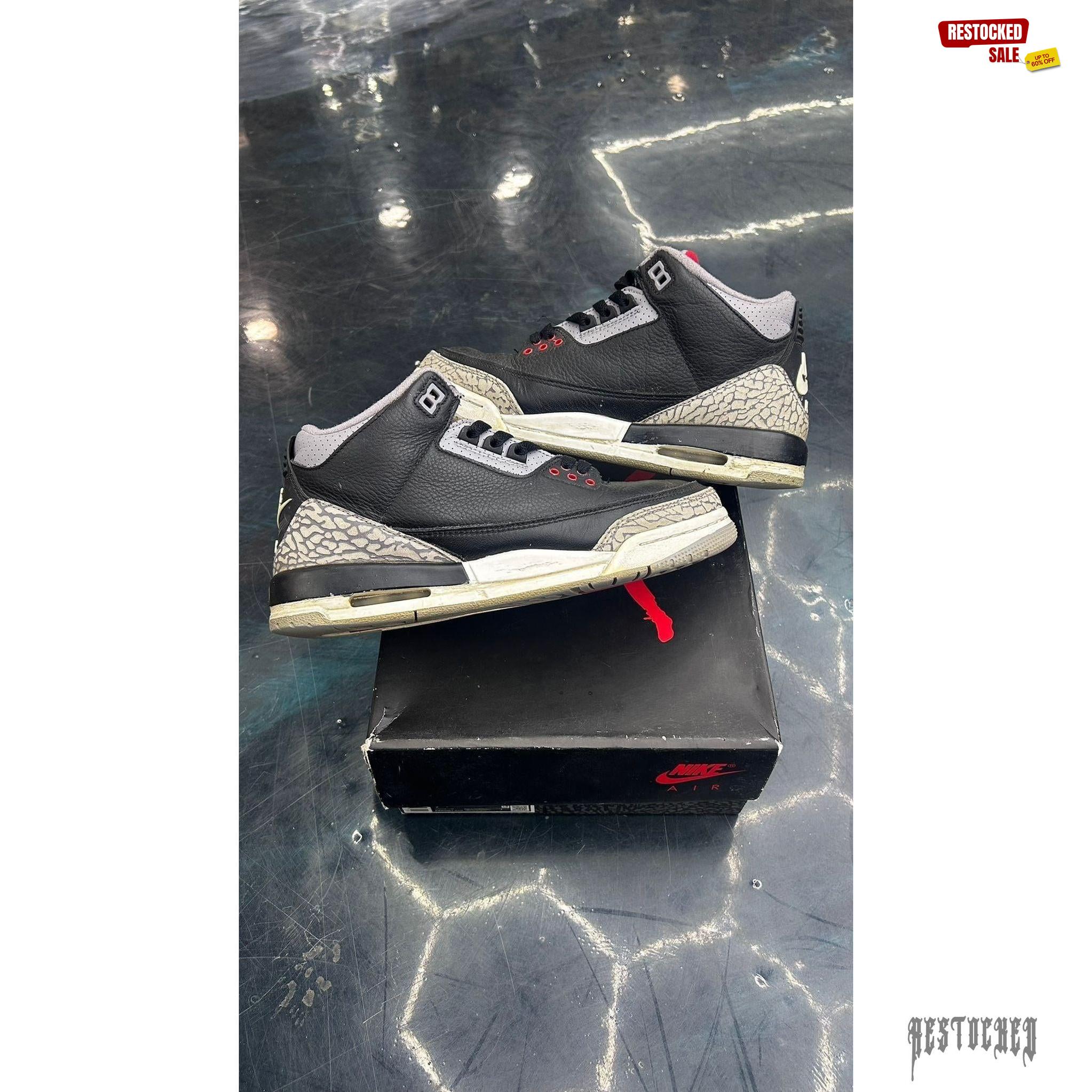 JORDAN 3 RETRO BLACK CEMENT PRE OWNED SIZE 7Y