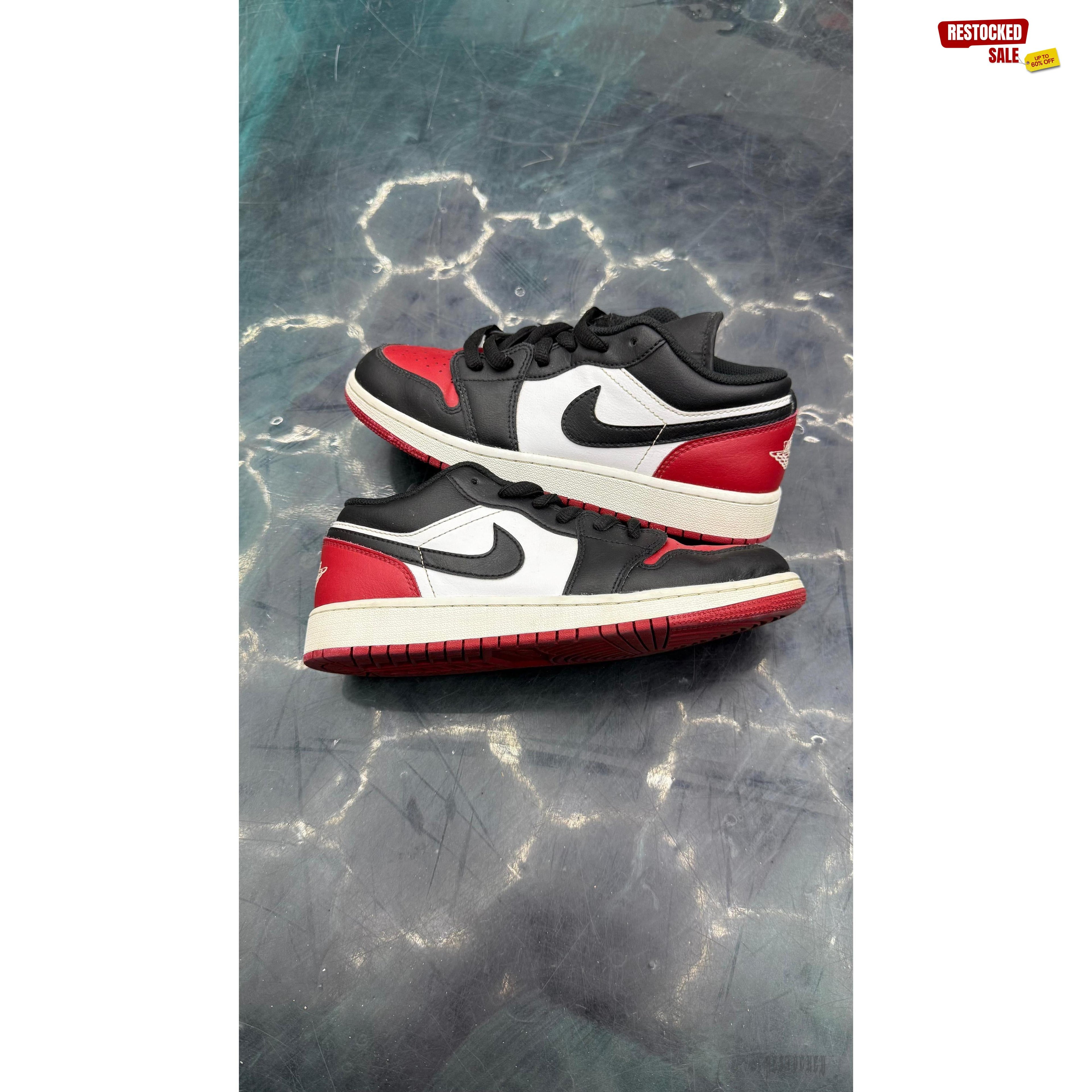 JORDAN 1 LOW BRED TOE PRE OWNED SIZE 6Y NO BOX