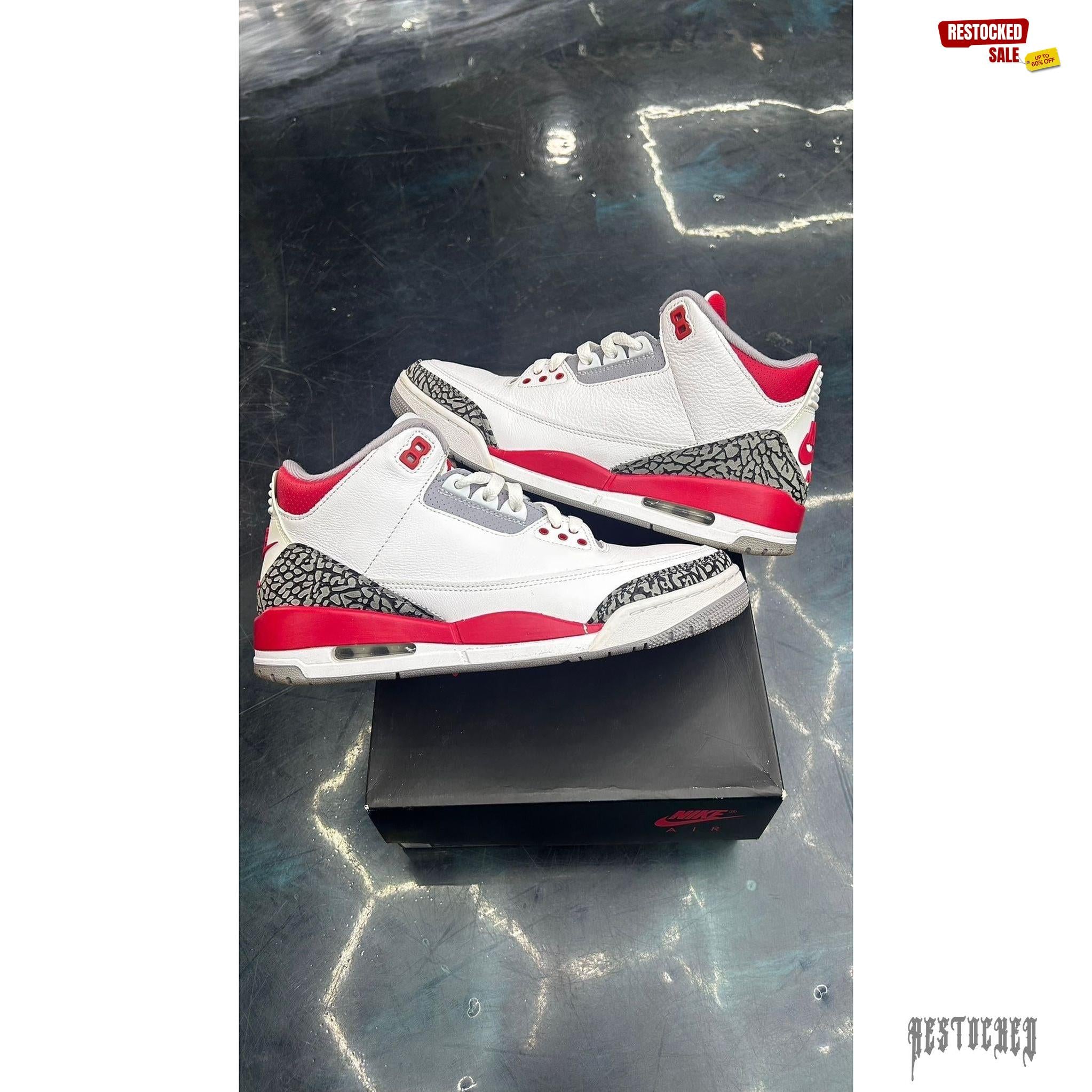 JORDAN 3 RETRO FIRE RED PRE OWNED SIZE 9.5
