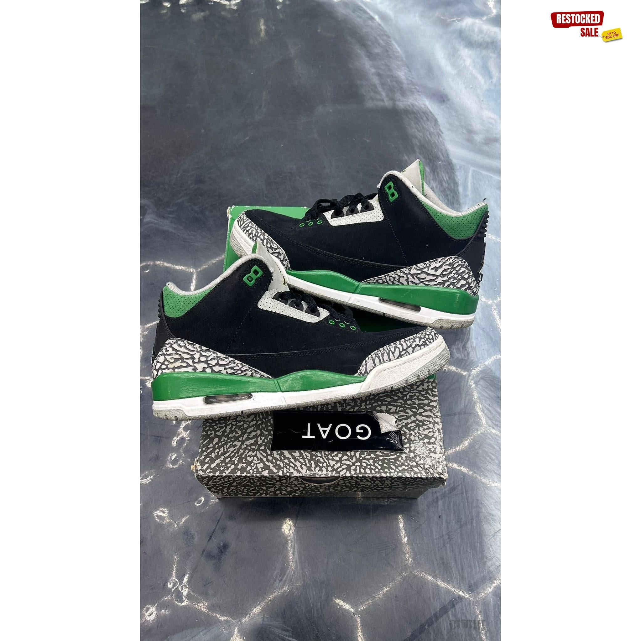 JORDAN 3 RETRO PINE GREEN PRE OWNED SIZE 8