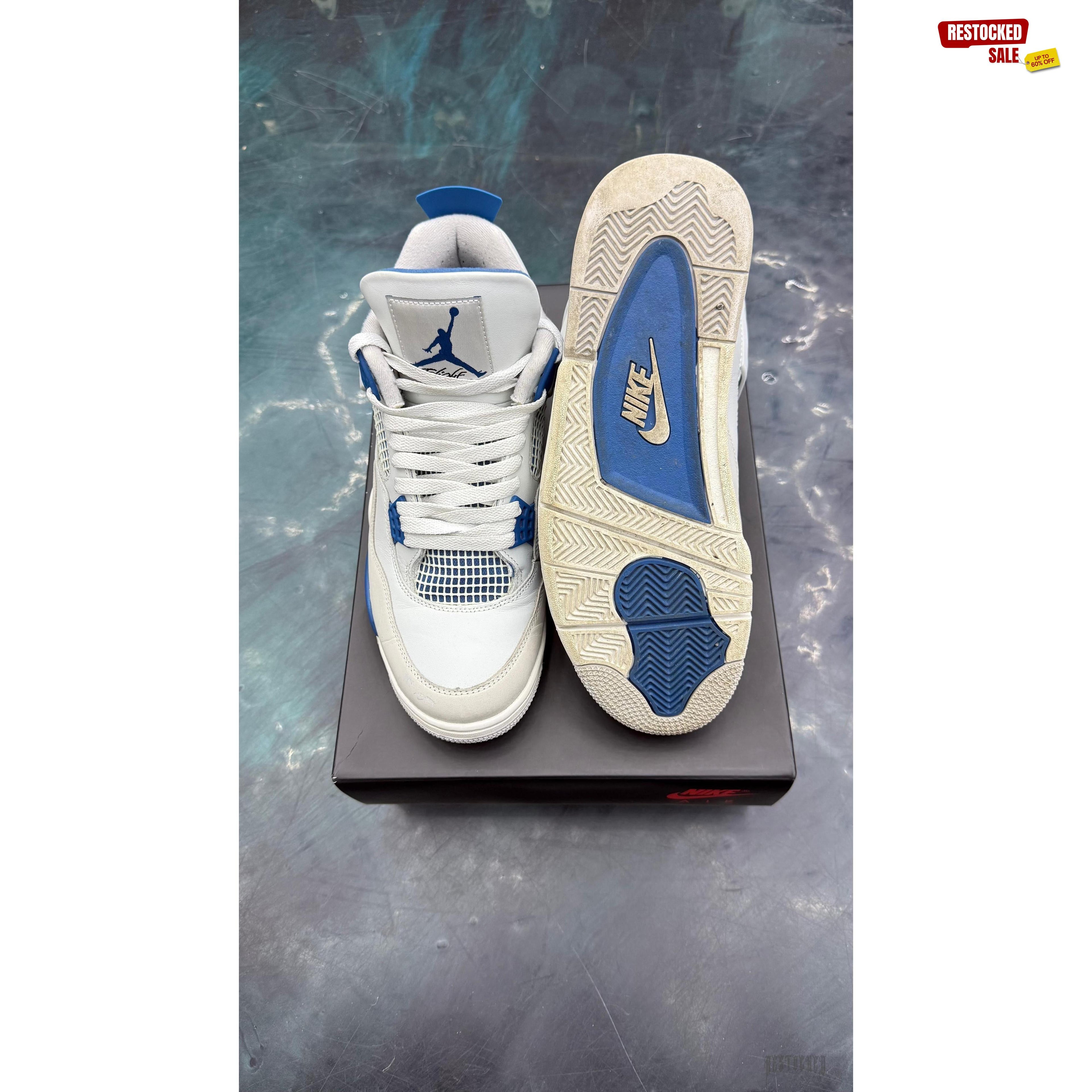 JORDAN 4 RETRO MILITARY BLUE PRE OWNED SIZE 10