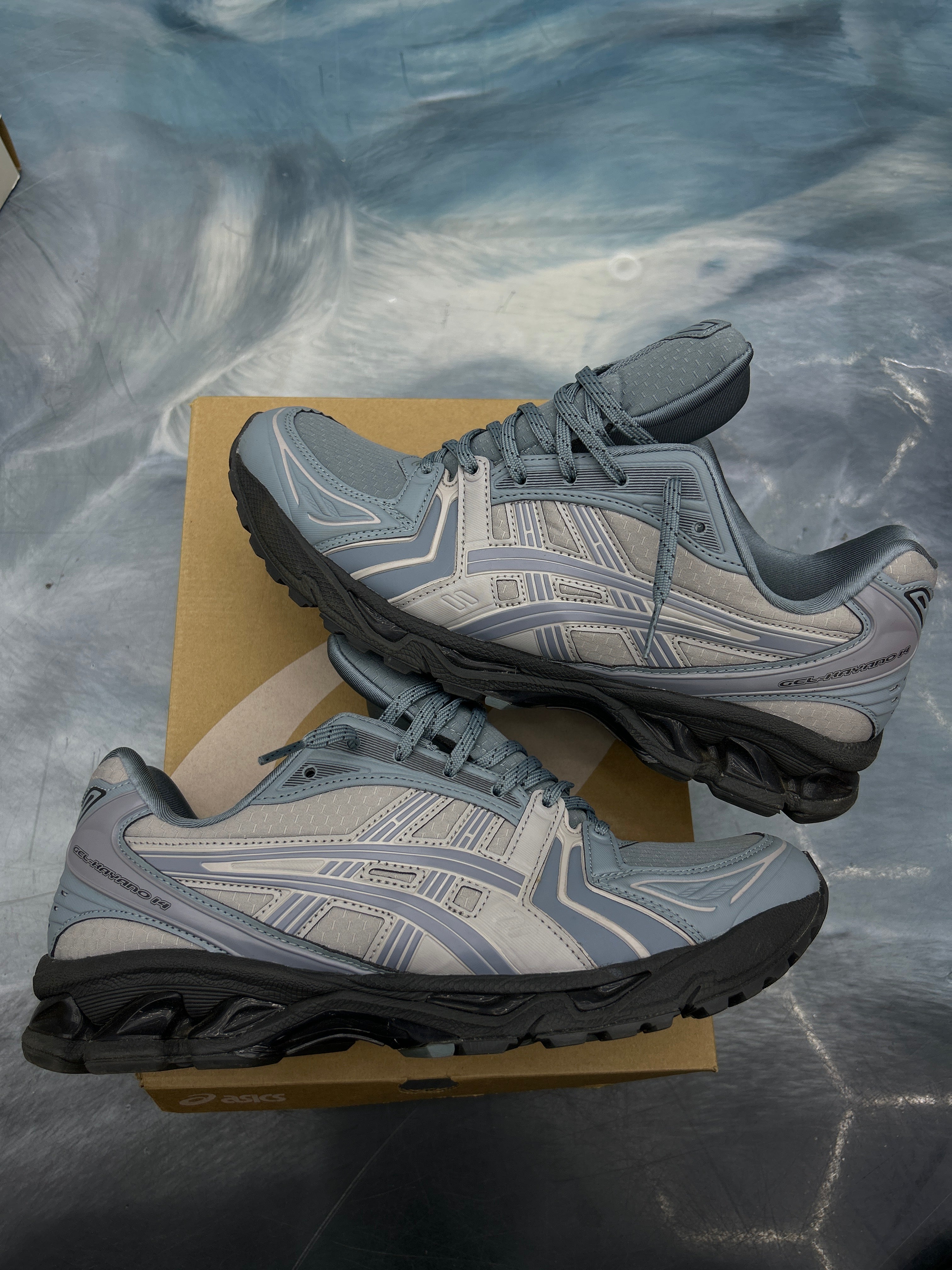 ASICS GEL KAYANO 14 EARTHENWARE FJORD GREY SIZE 11 PRE OWNED
