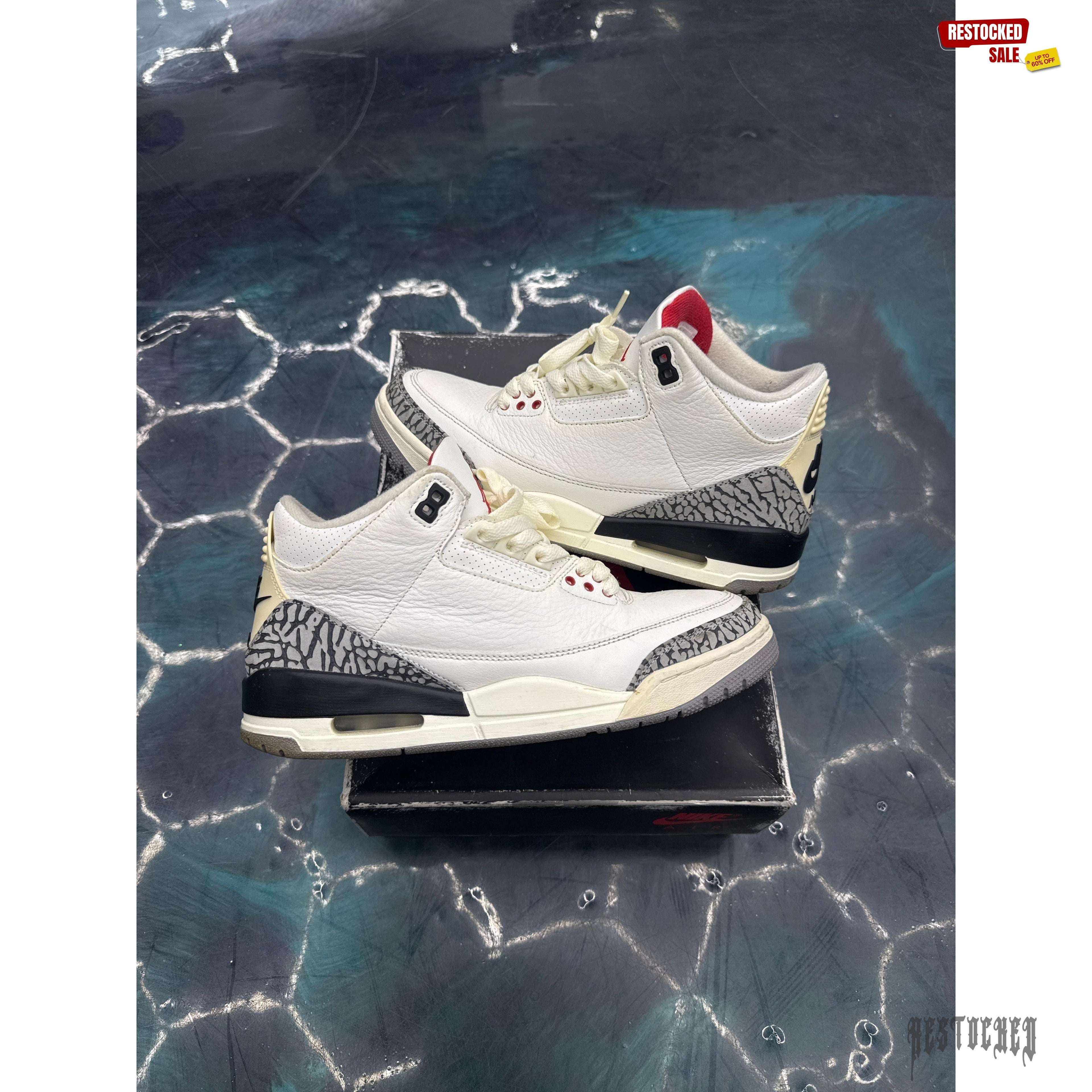 JORDAN 3 RETRO WHITE CEMENT REIMAGINED PRE OWNED SIZE 8