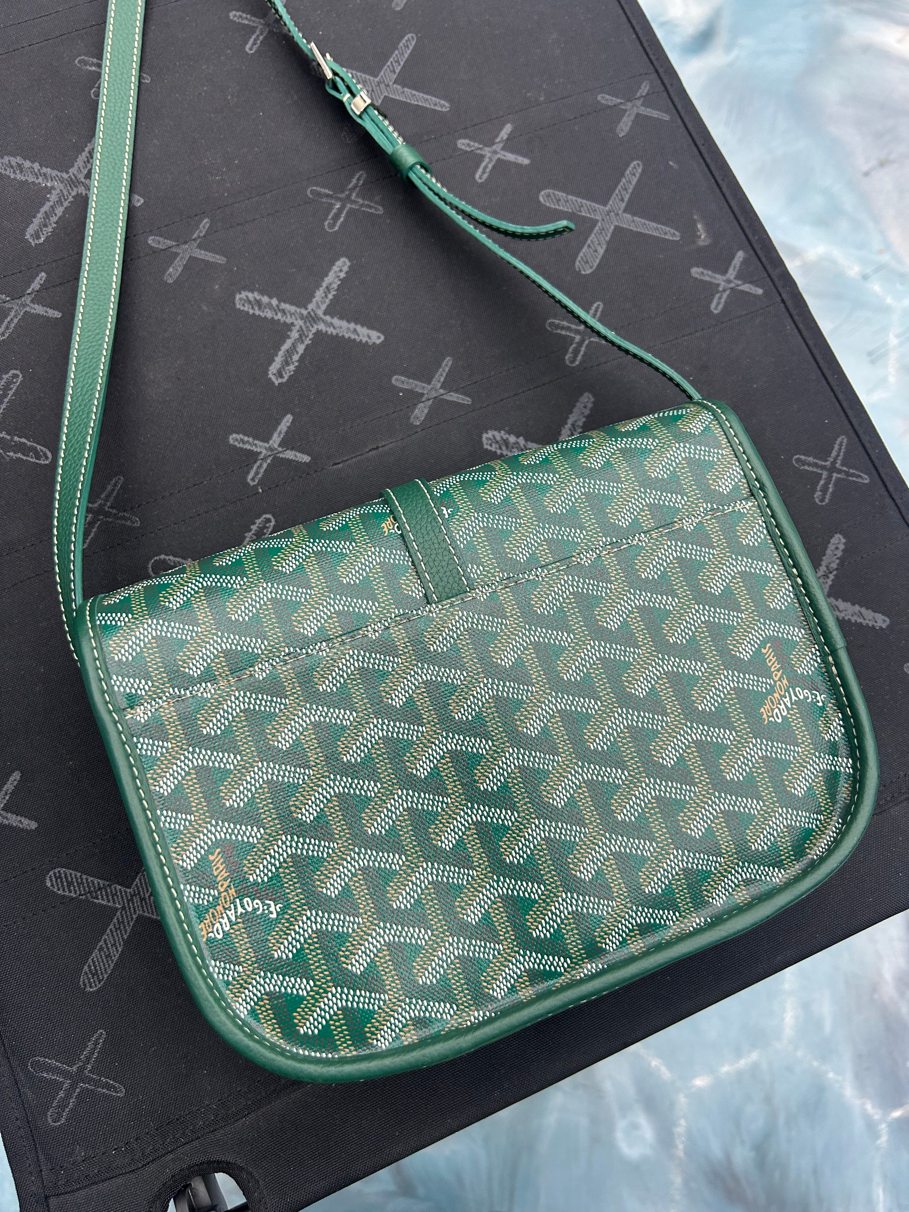 GOYARD BELVEDERE PM GREEN WITH RECEIPT