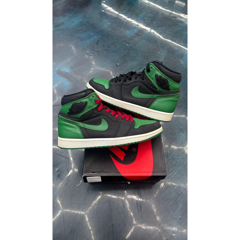 JORDAN 1 RETRO HIGH PINE GREEN BLACK PRE OWNED SIZE 9