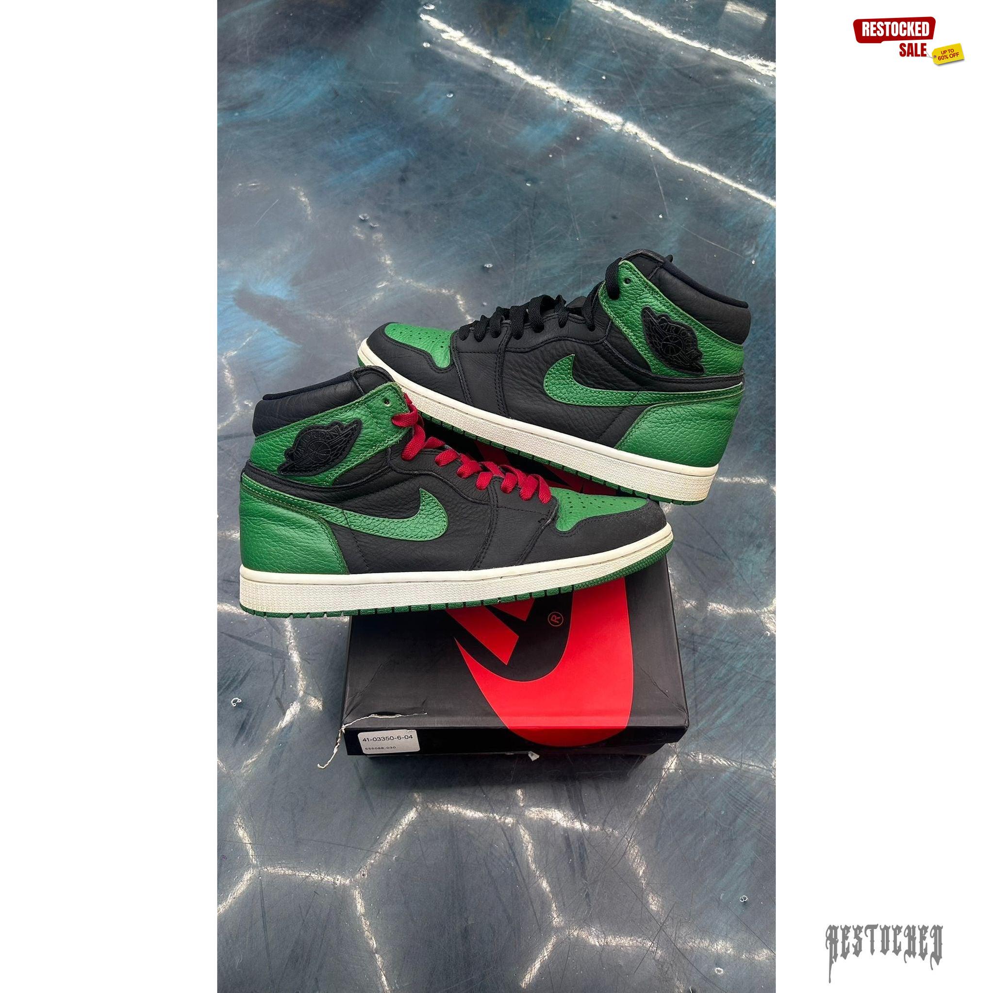 JORDAN 1 RETRO HIGH PINE GREEN BLACK PRE OWNED SIZE 9