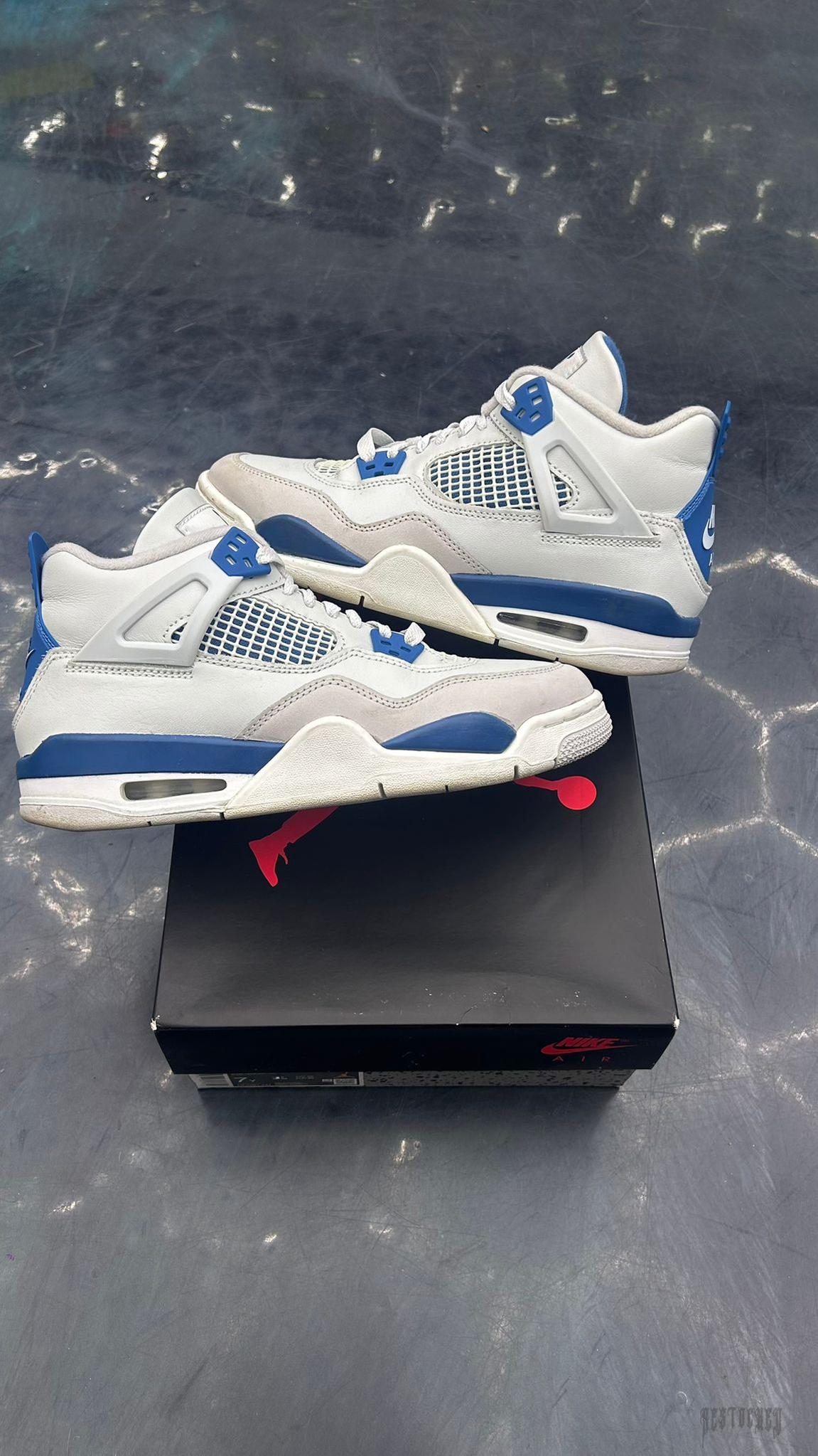 JORDAN 4 RETRO MILITARY BLUE PRE OWNED SIZE 7Y