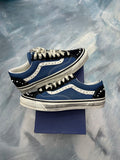 VANS LX OLD SCHOOL SKOOL PEARLIZED PACK BLACK NAVY PRE OWNED SIZE 10.5