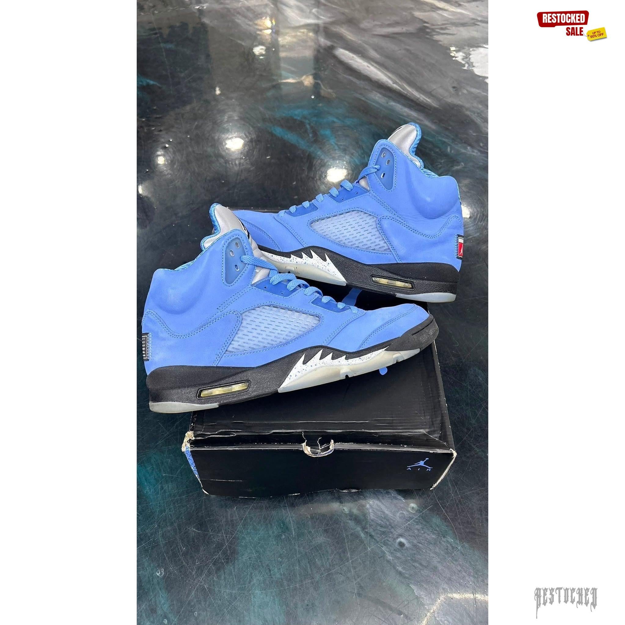 JORDAN 5 RETRO UNC UNIVERSITY BLUE PRE OWNED SIZE 13