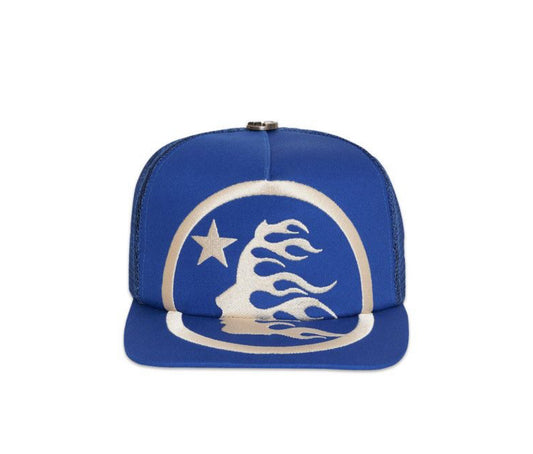 HELLSTAR BIG LOGO TRUCKER SNAPBACK HAT BLUE