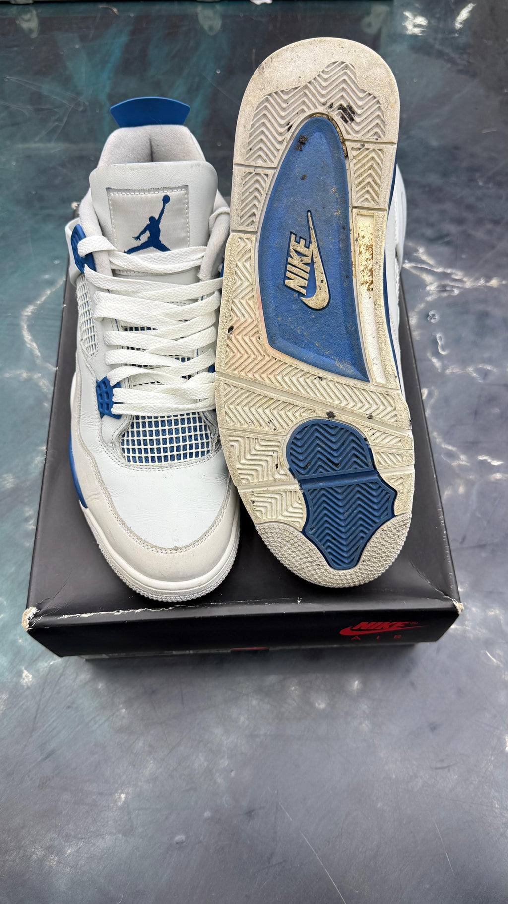JORDAN 4 RETRO MILITARY BUE PRE OWNED SIZE 12