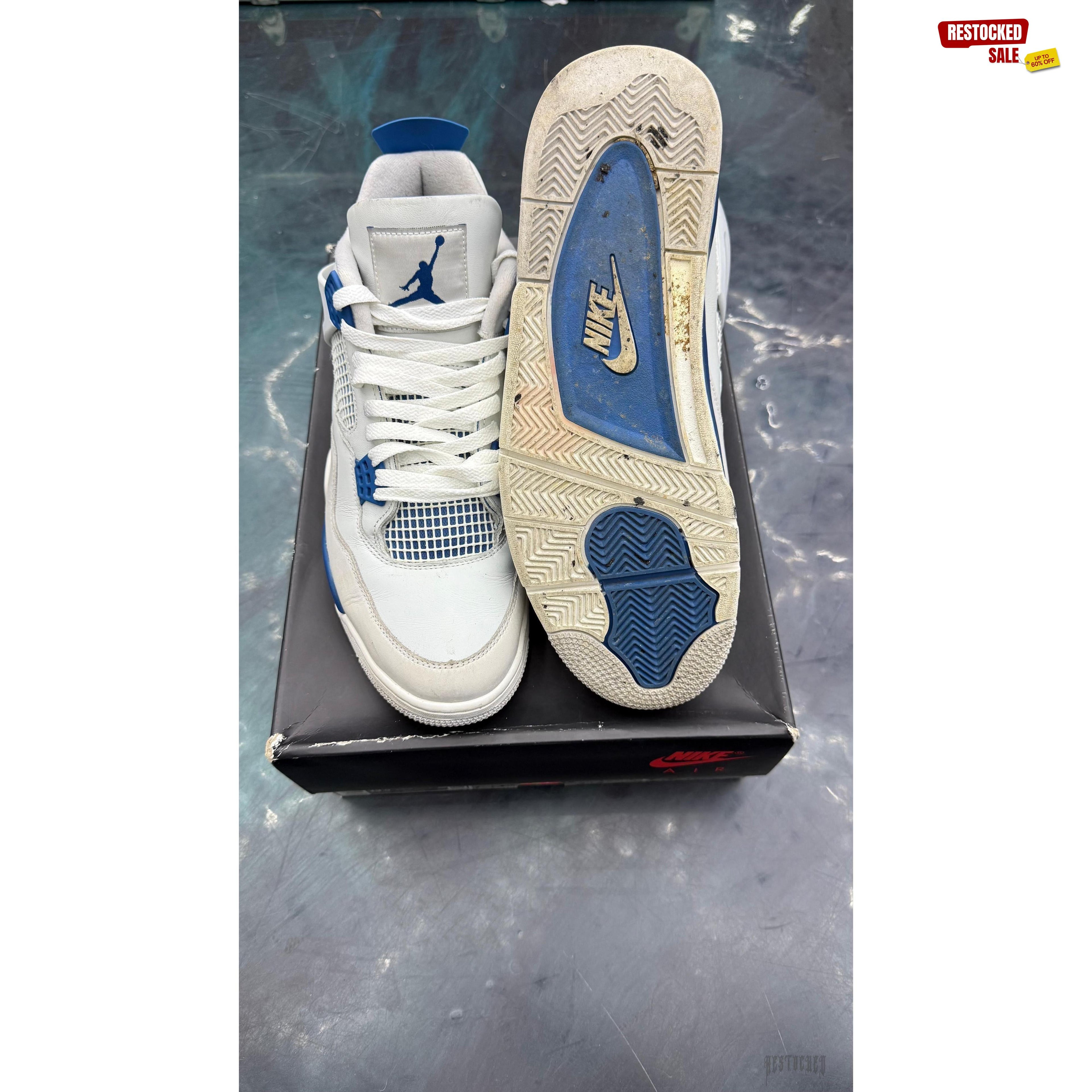JORDAN 4 RETRO MILITARY BUE PRE OWNED SIZE 12