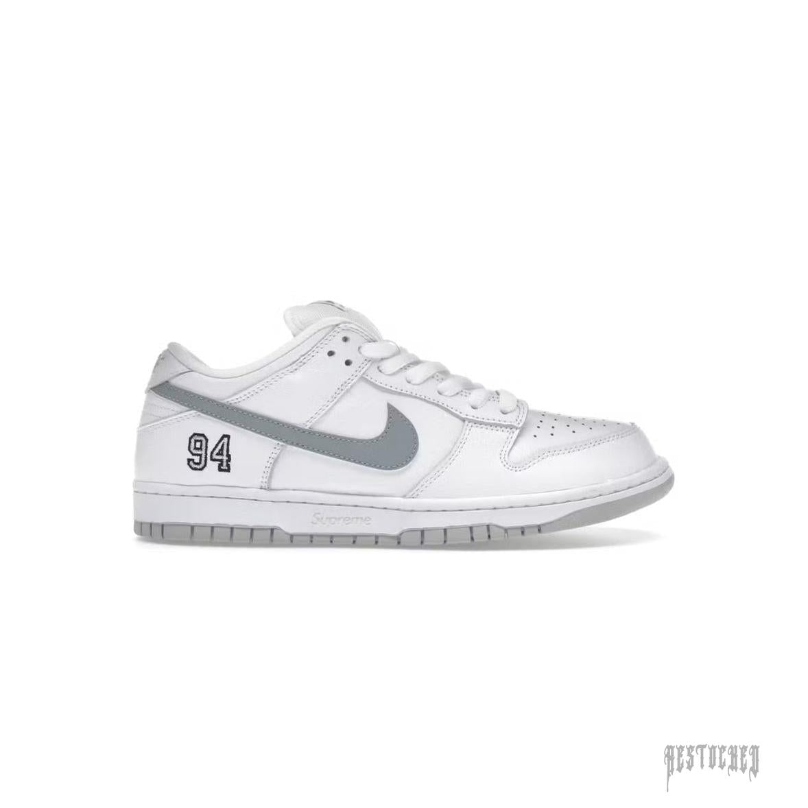 NIKE SB DUNK LOW SUPREME 94 WHITE METALLIC SILVER
