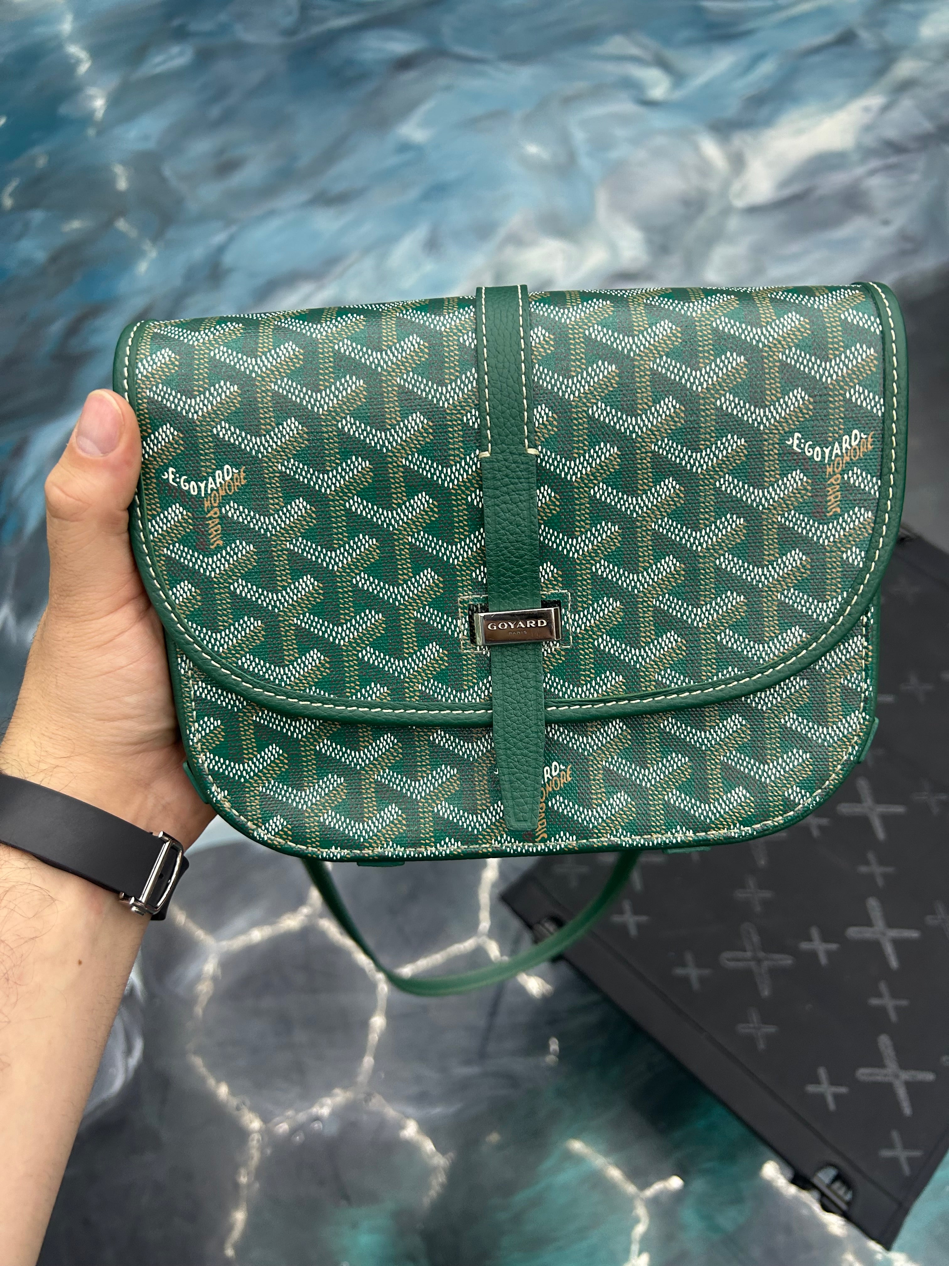 GOYARD BELVEDERE PM GREEN WITH RECEIPT