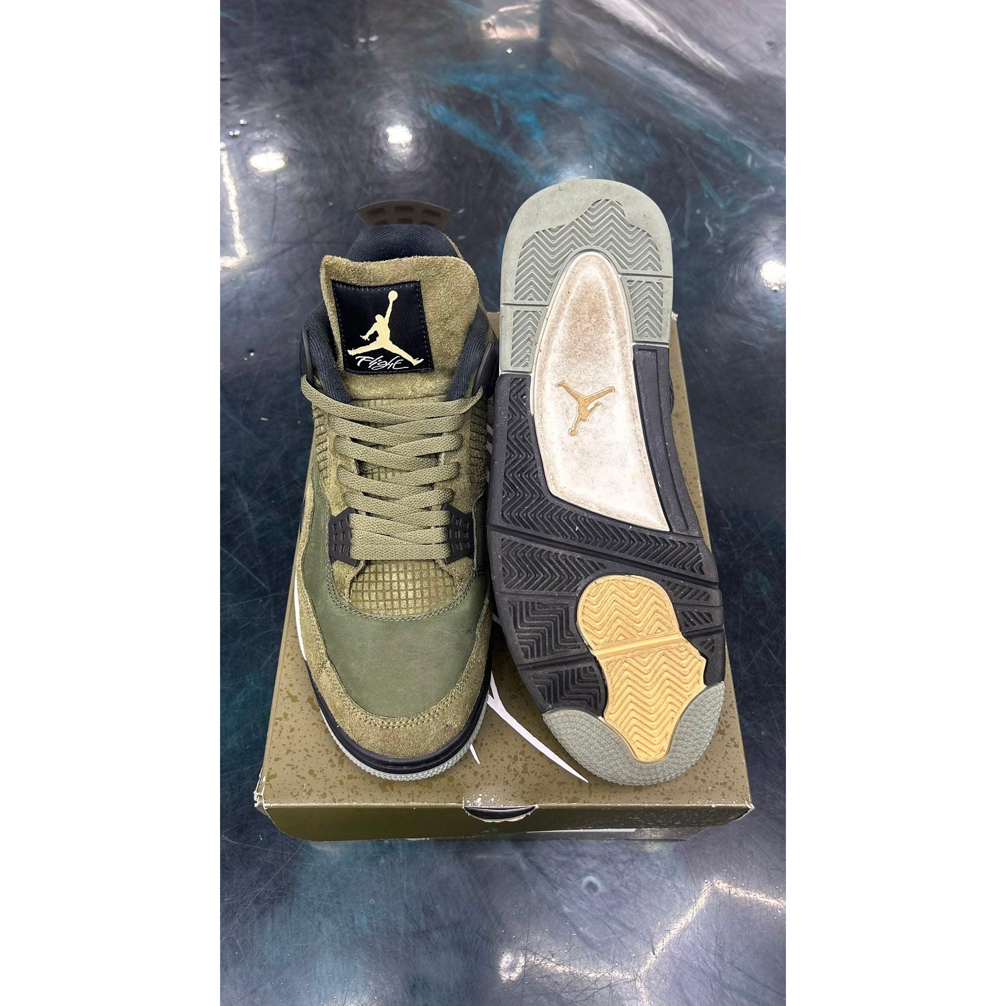 JORDAN 4 RETRO SE CRAFT MEDIUM OLIVE PRE OWNED SIZE 13