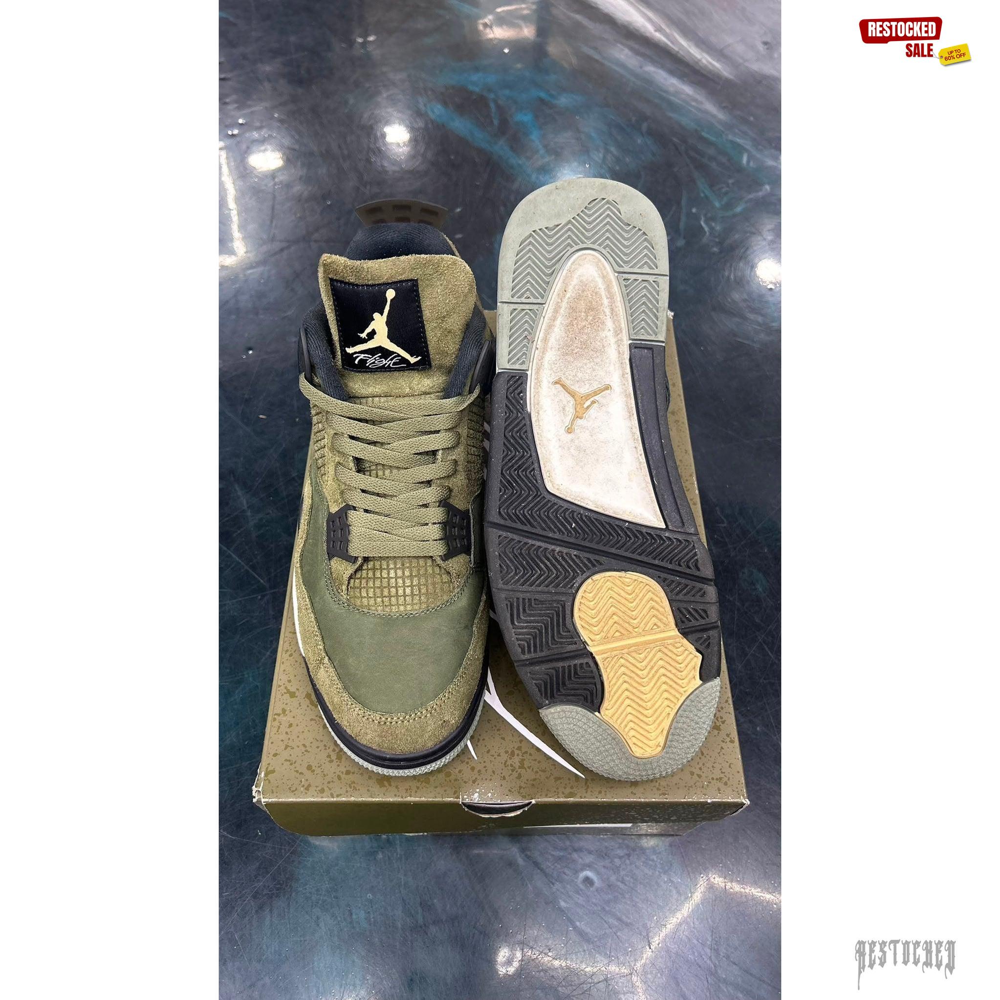 JORDAN 4 RETRO SE CRAFT MEDIUM OLIVE PRE OWNED SIZE 13