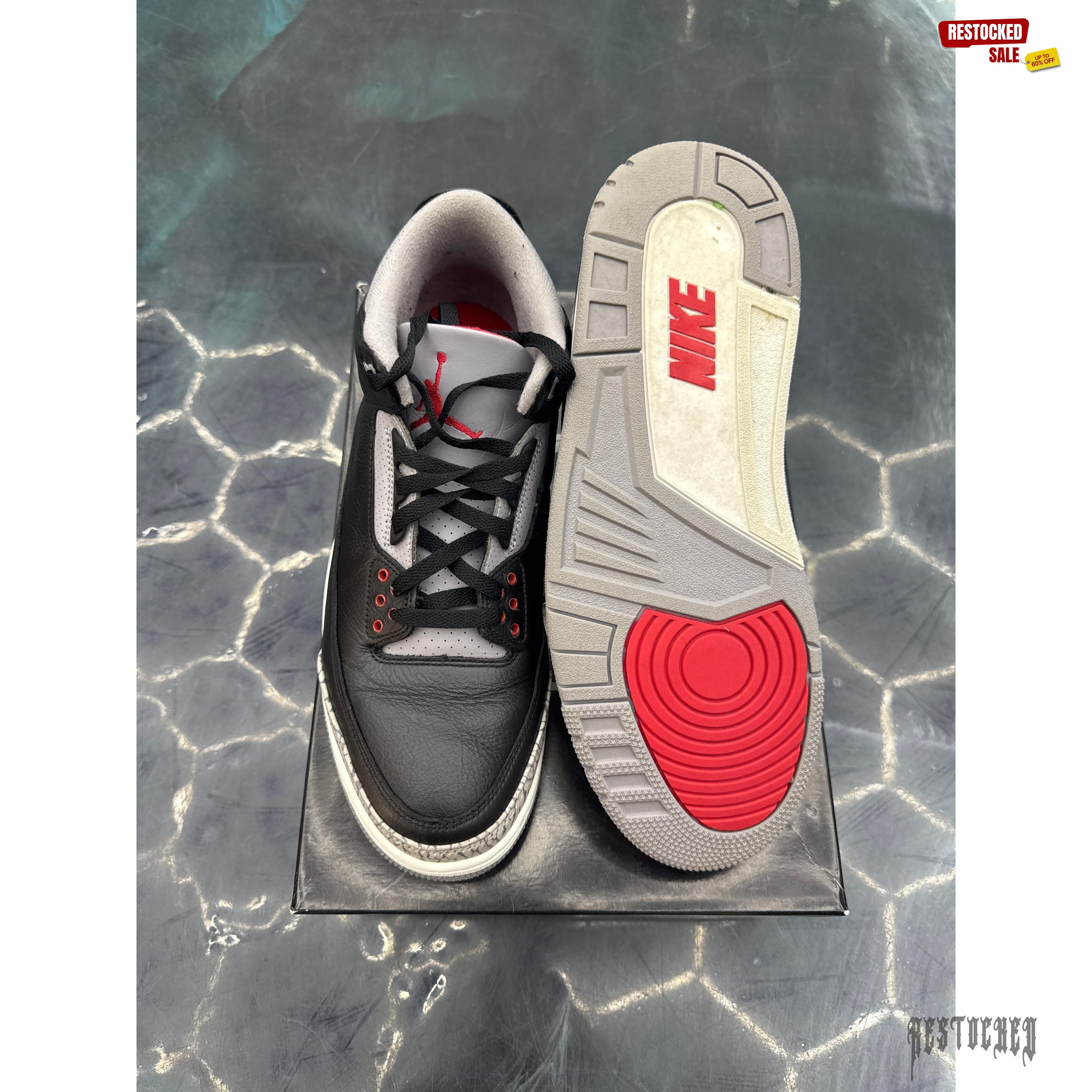 JORDAN 3 RETRO BLACK CEMENT PRE OWNED SIZE 12