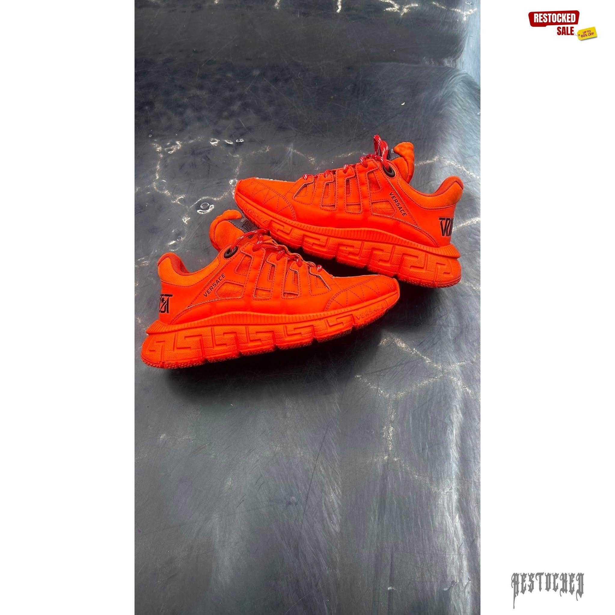 VERSACE TRIGRECA ORANGE PRE OWNED SIZE 40.5 EU 7.5/8 US NO BOX