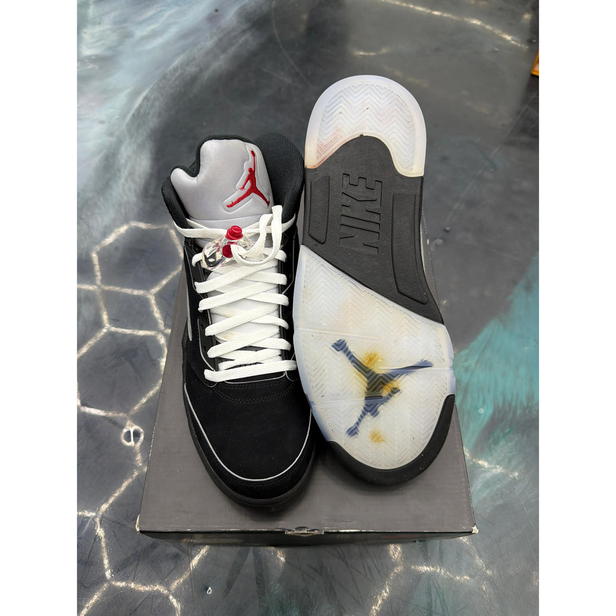 JORDAN 5 RETRO OG BLACK METALLIC REIMAGINED PRE OWNED SIZE 12