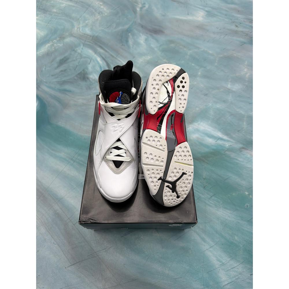 JORDAN 8 RETRO WHITE TRUE RED PRE OWNED SIZE 8.5