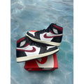 JORDAN 1 RETRO HIGH BLACK GYM RED PREOWNED (REP BOX) SIZE 10