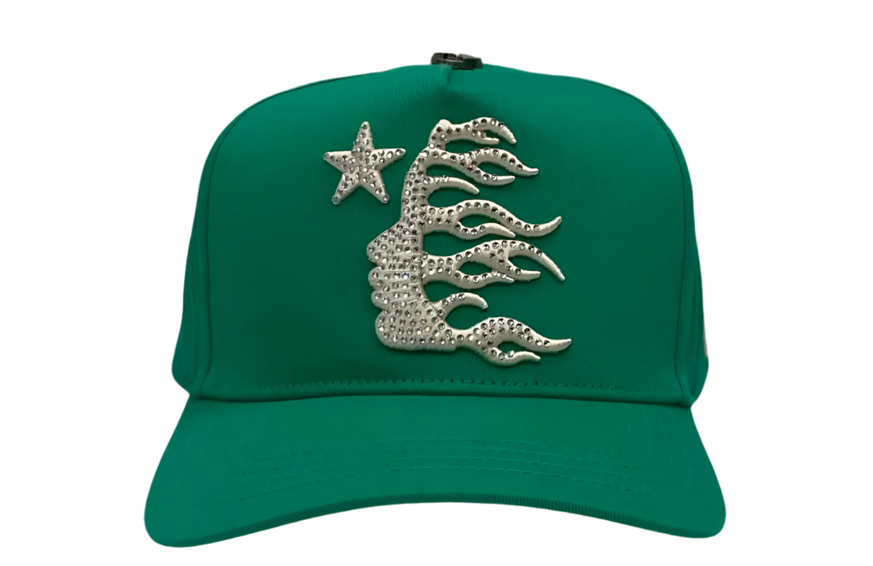 HELLSTAR OG LOGO RHINESTONE CAP GREEN