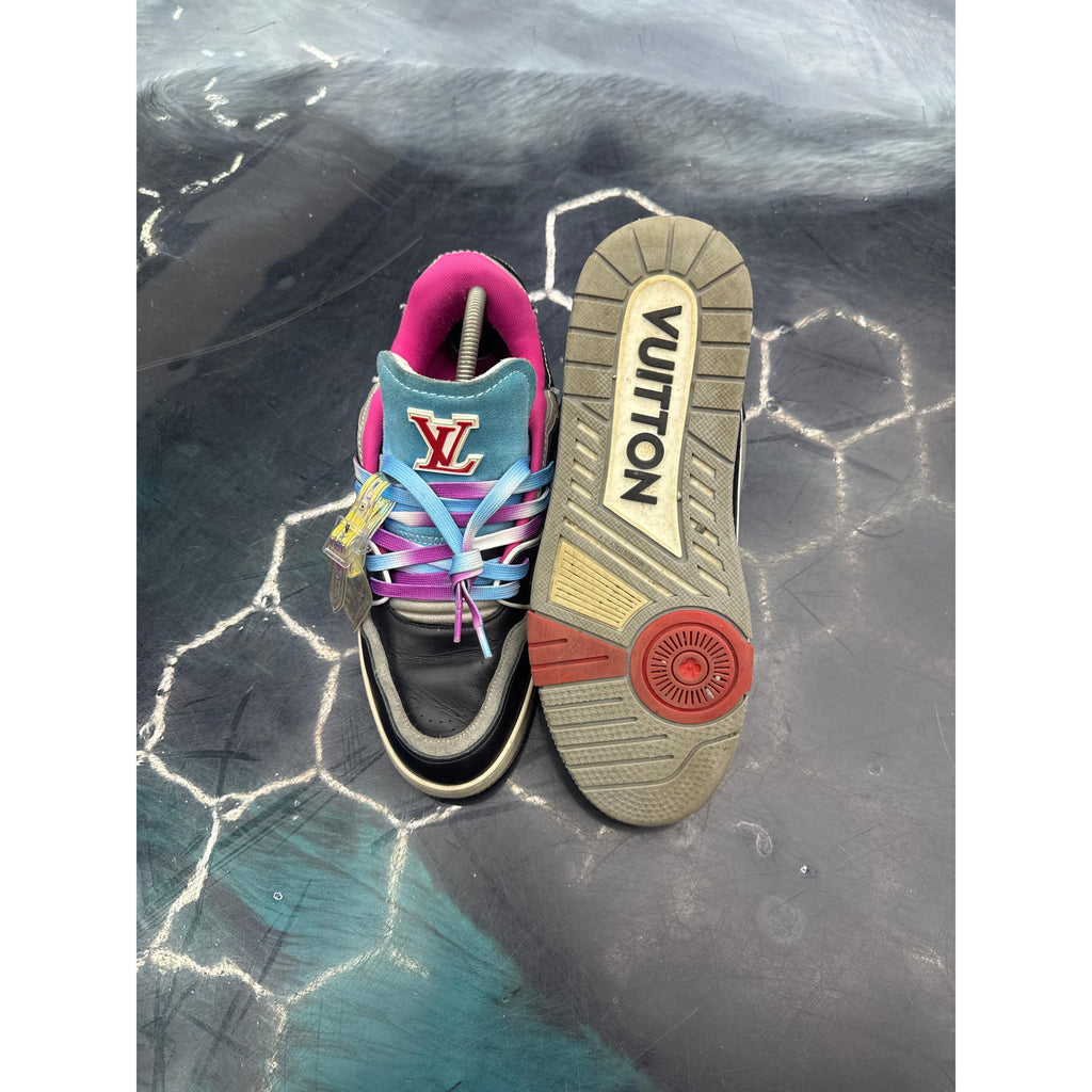 LOUIS VUITTON BLACK MULTICOLOR UPCYCLE TRAINER PRE OWNED SIZE 7.5LV // 9//9.5US