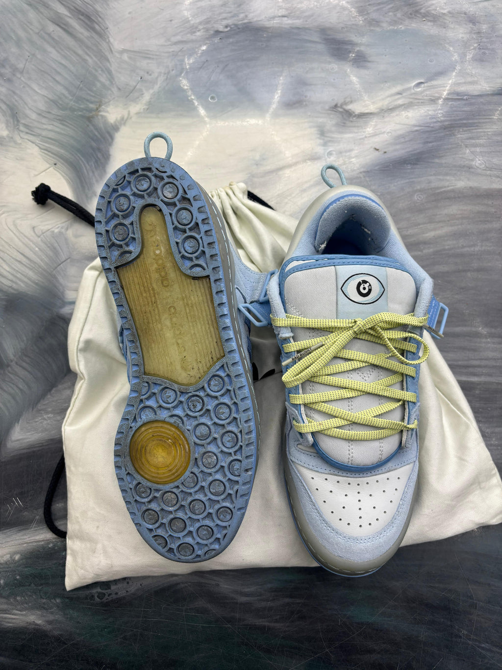 ADIDAS FORUM BUCLE LOW BAD BUNNY BLUE TINT PRE OWNES SIZE 7.5 NO BOX