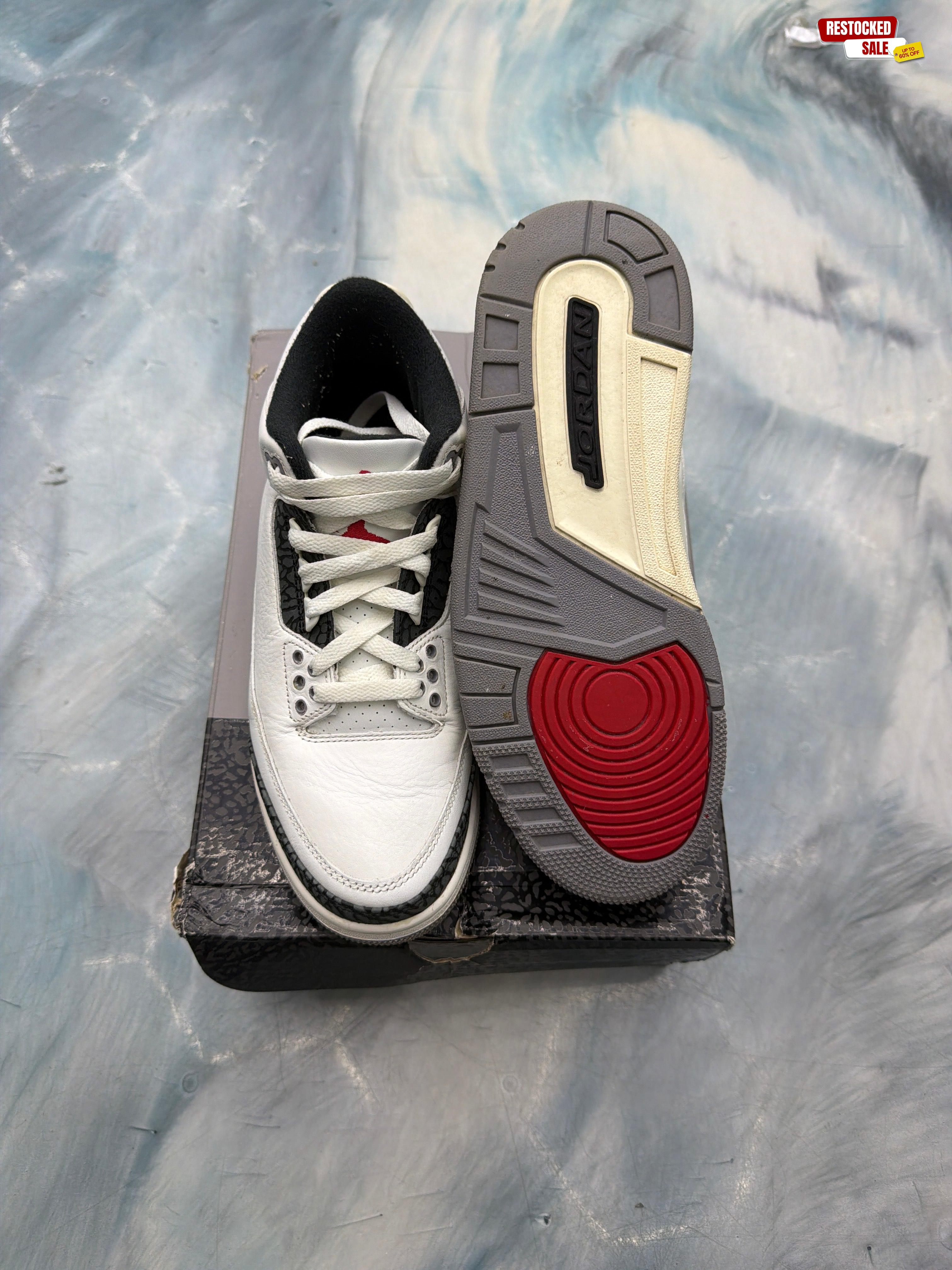 JORDAN 3 RETRO CEMENT GREY PRE OWNED SIZE 8