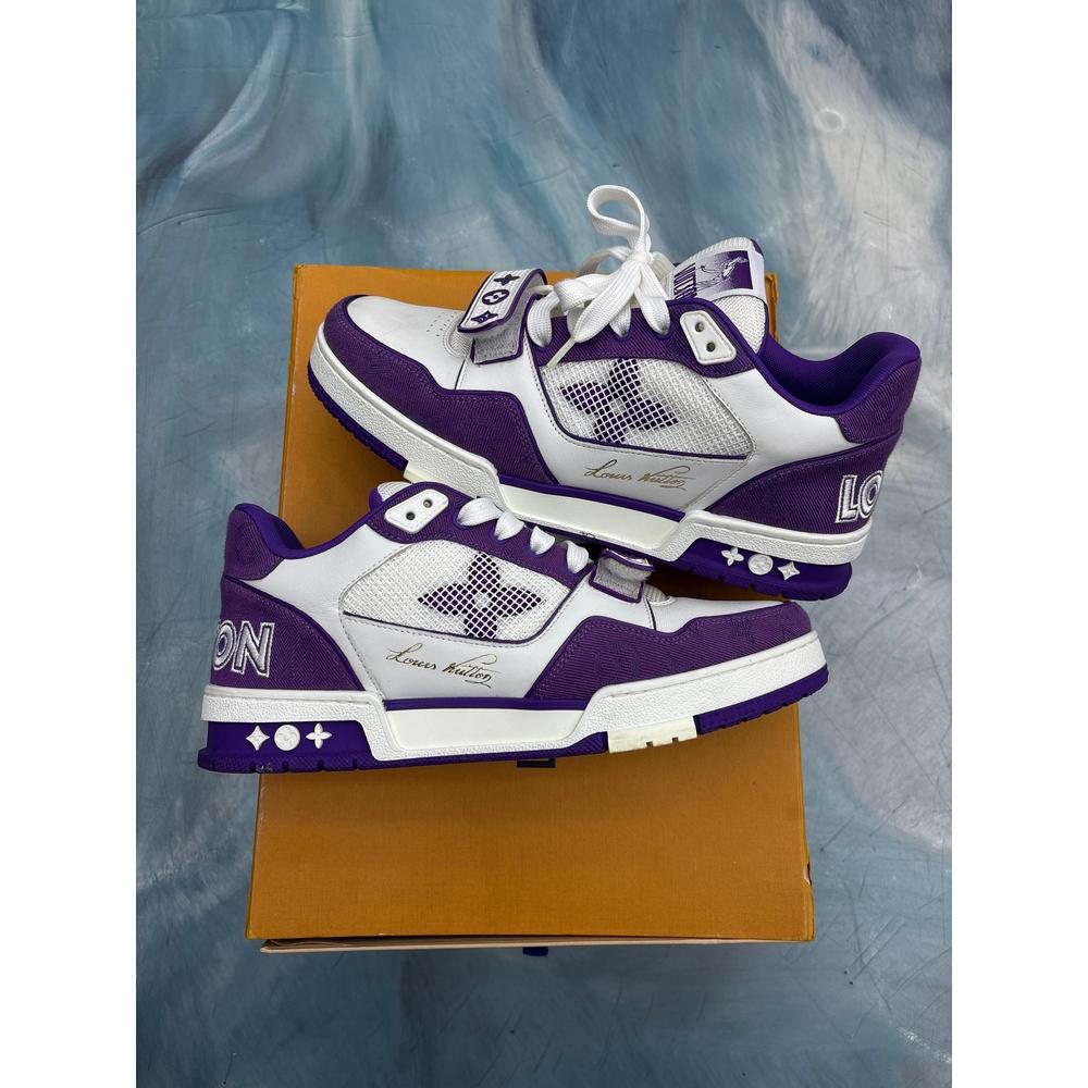 LOUIS VUITTON TRAINER PURPLE MONOGRAM DENIM SIZE 7.5LV - 9.5