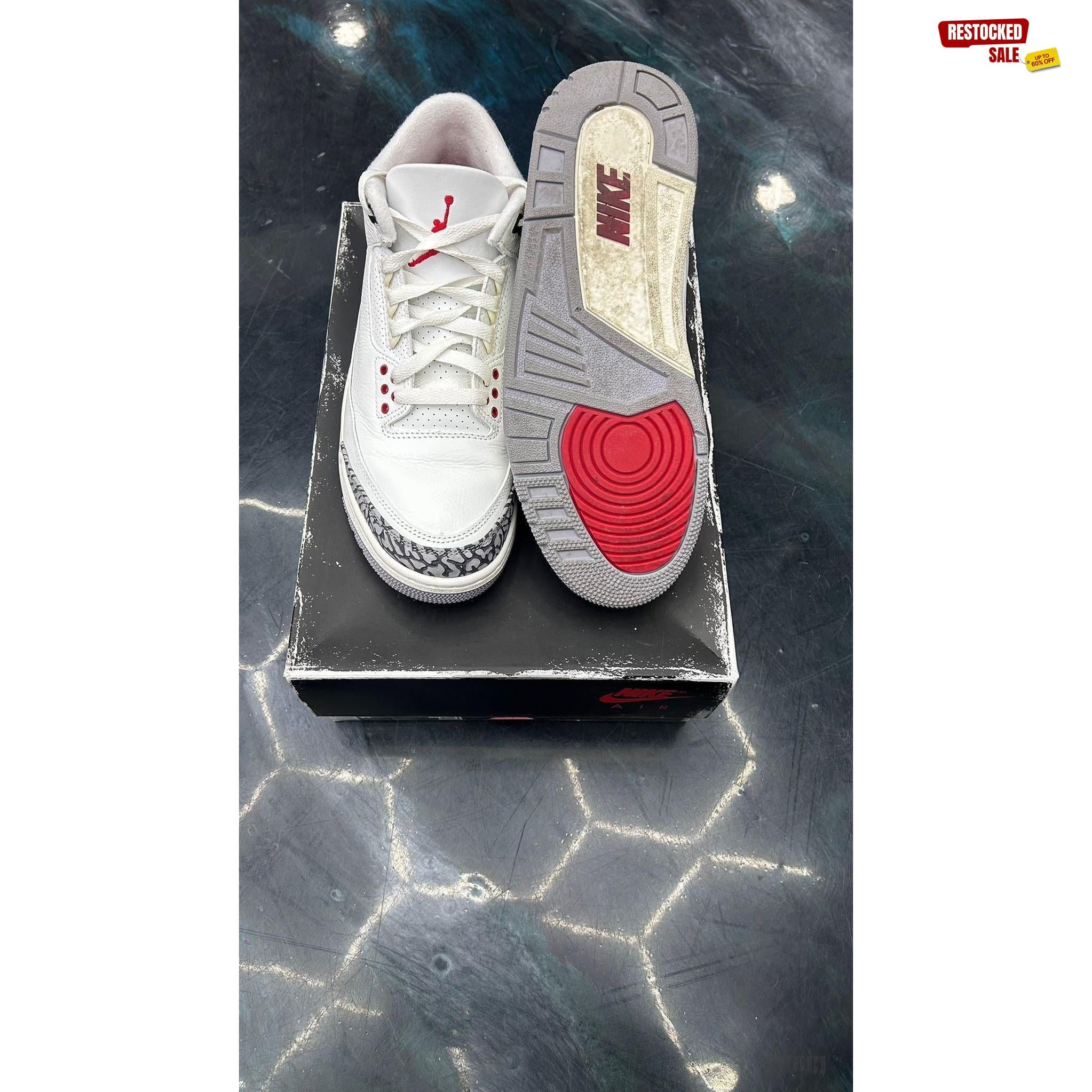 JORDAN 3 RETRO WHITE CEMENT PRE OWNED SIZE 8