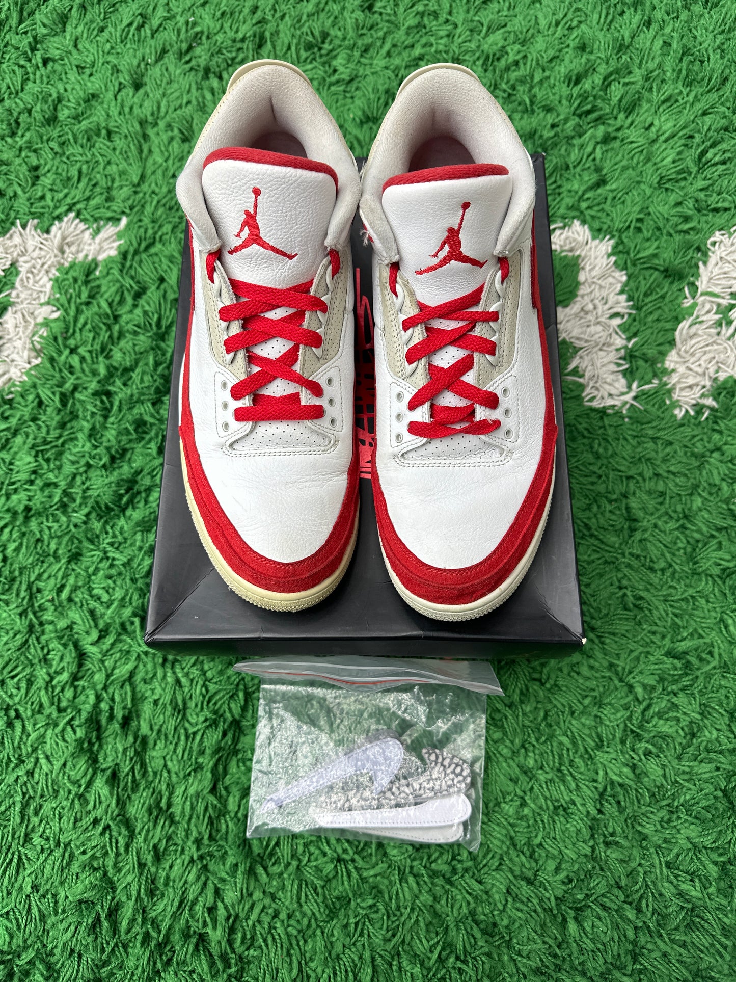 JORDAN 3 RETRO TINKER WHITE UNIVERSITY RED PRE-OWNED SIZE 11