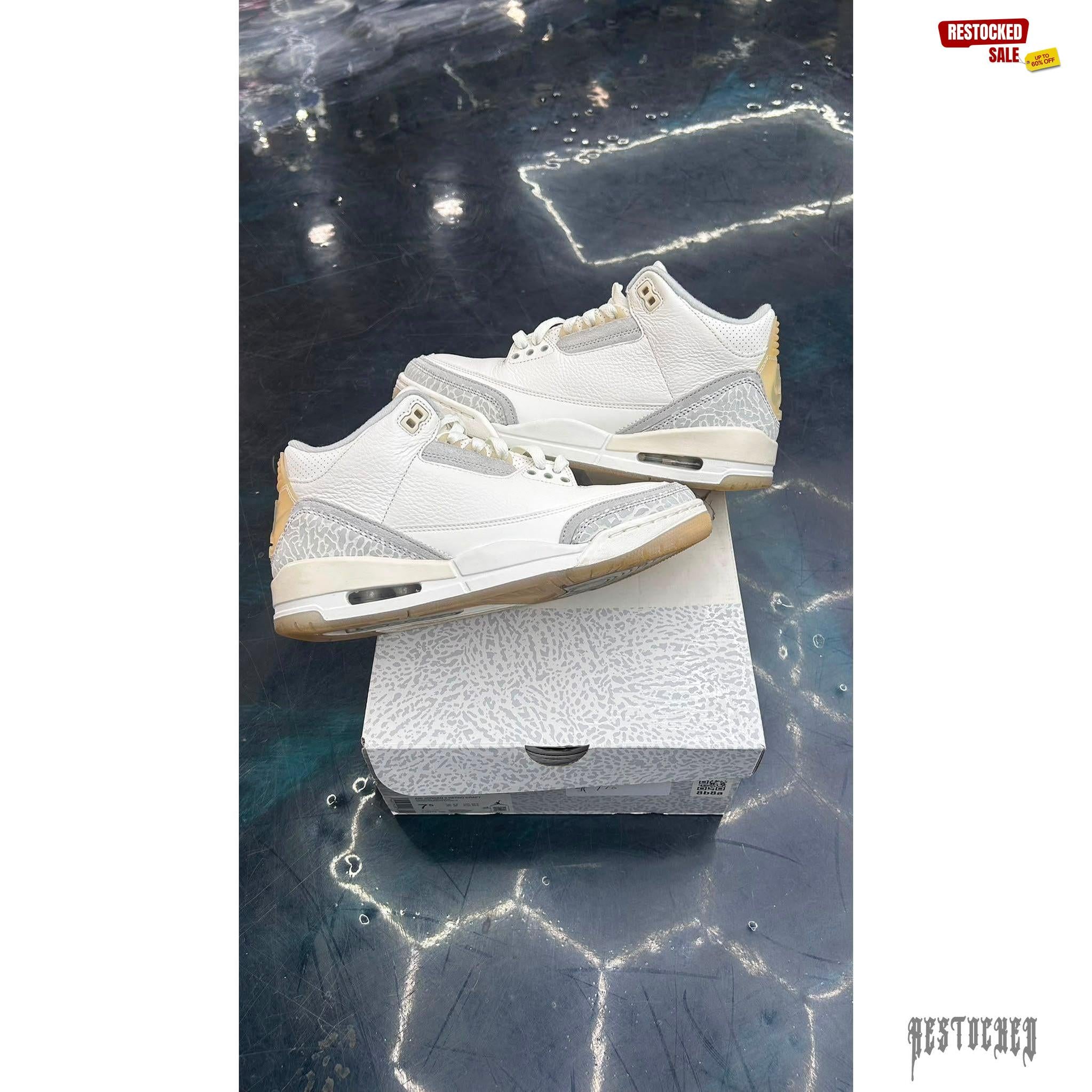 JORDAN 3 RETRO CRAFT IVORY PRE OWNED SIZE 7.5