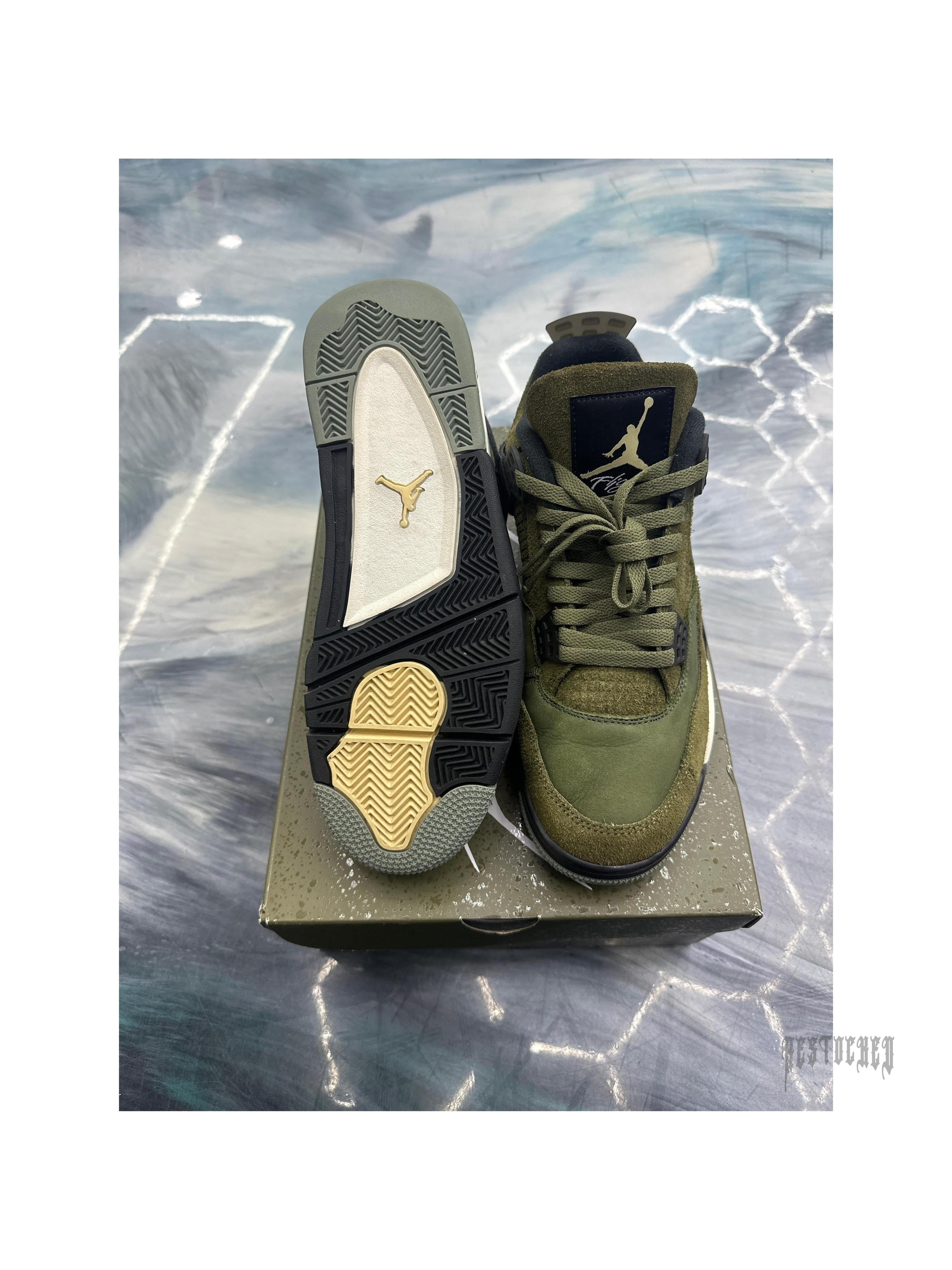 JORDAN 4 RETRO SE CRAFT MEDIUM OLIVE PRE OWNED SIZE 10