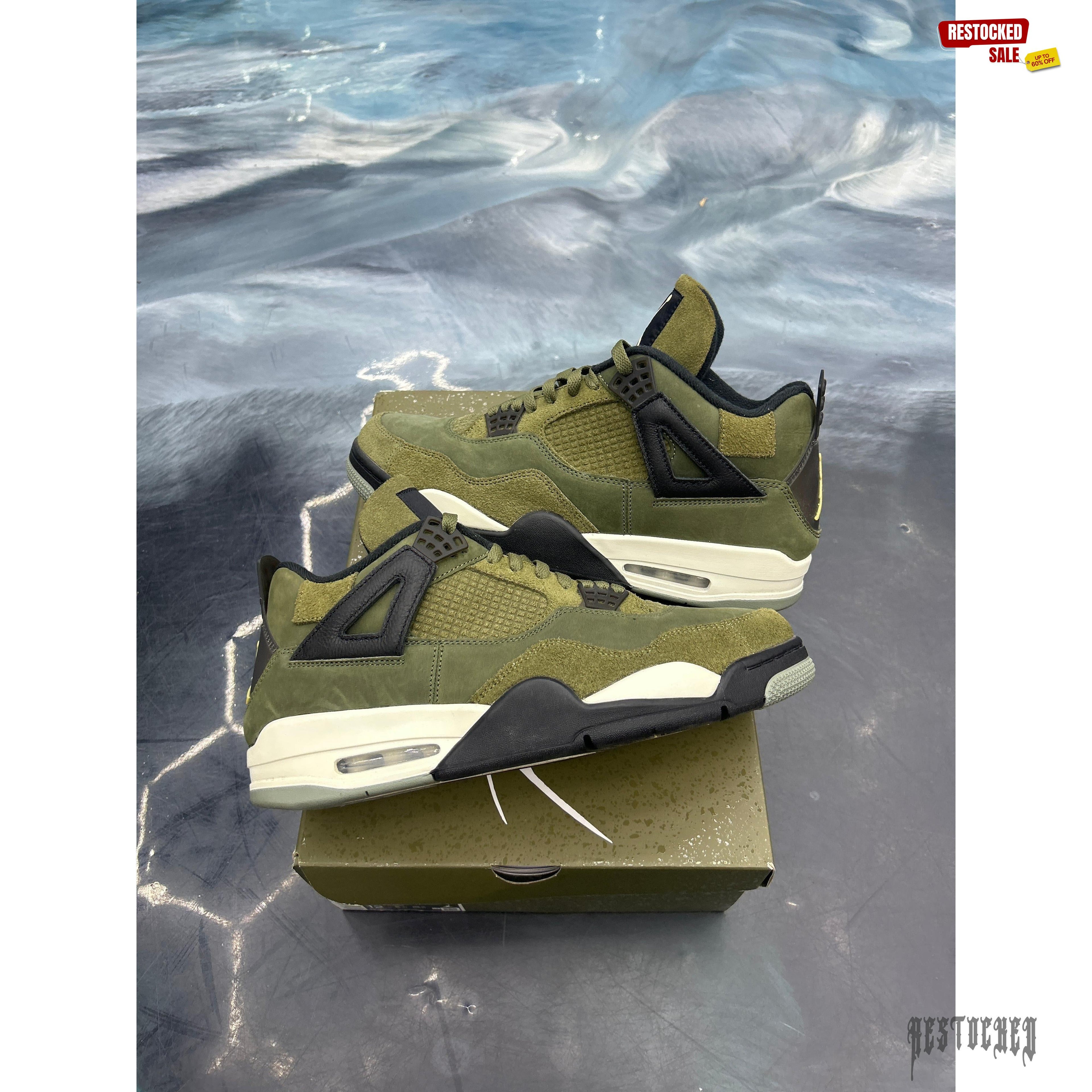 JORDAN 4 RETRO SE CRAFT MEDIUM OLIVE PRE OWNED SIZE 12