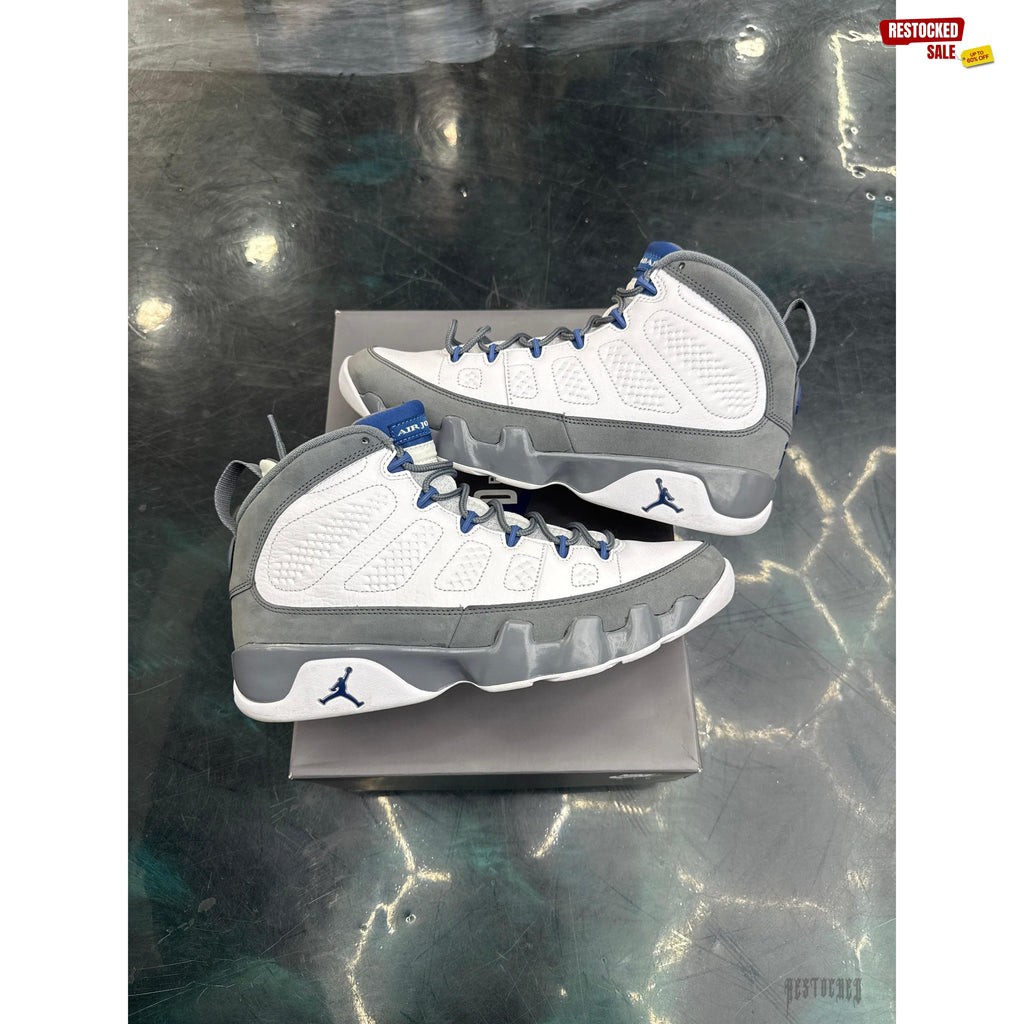 JORDAN 9 RETRO FLINT GREY FRENCH BLUE PRE OWNED SIZE 11