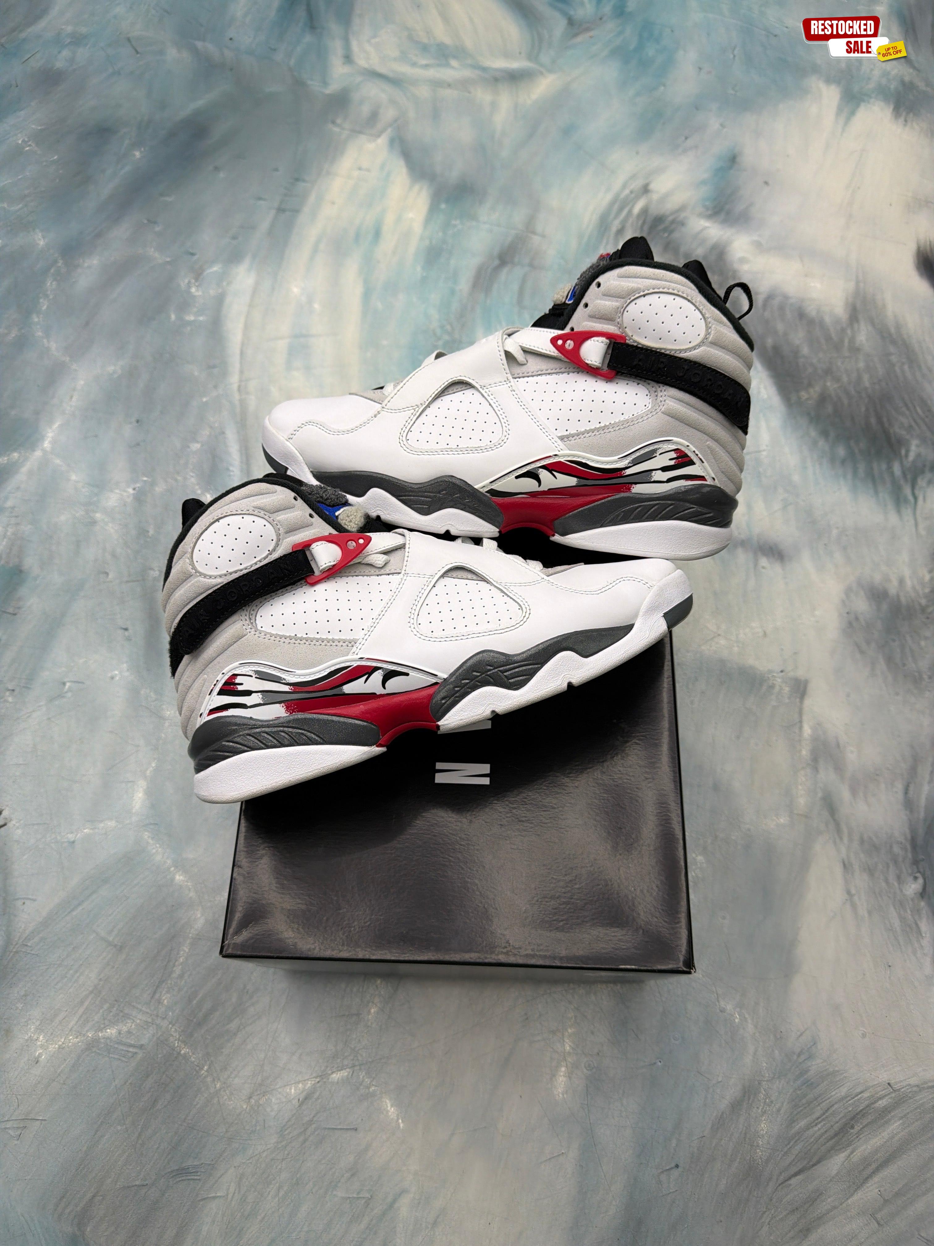 JORDAN 8 RETRO WHITE TRUE RED (2025) PRE OWNED SIZE 9.5