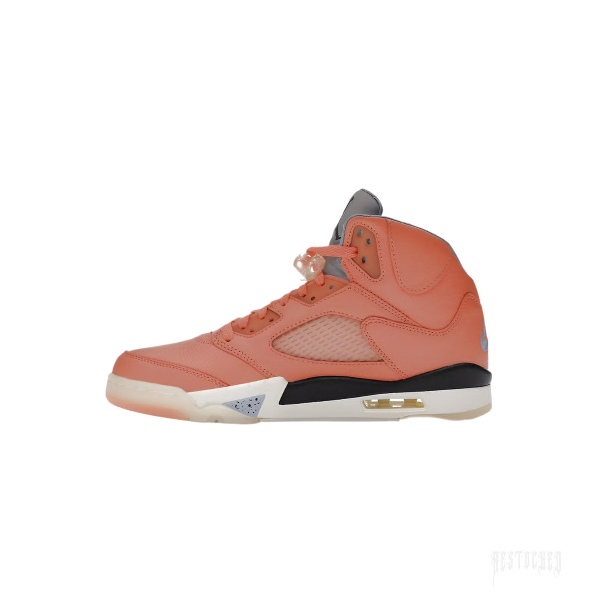 JORDAN 5 RETRO DJ KHALED WE THE BEST CRIMSON BLISS, a high-top sneaker with a vibrant coral leather upper.