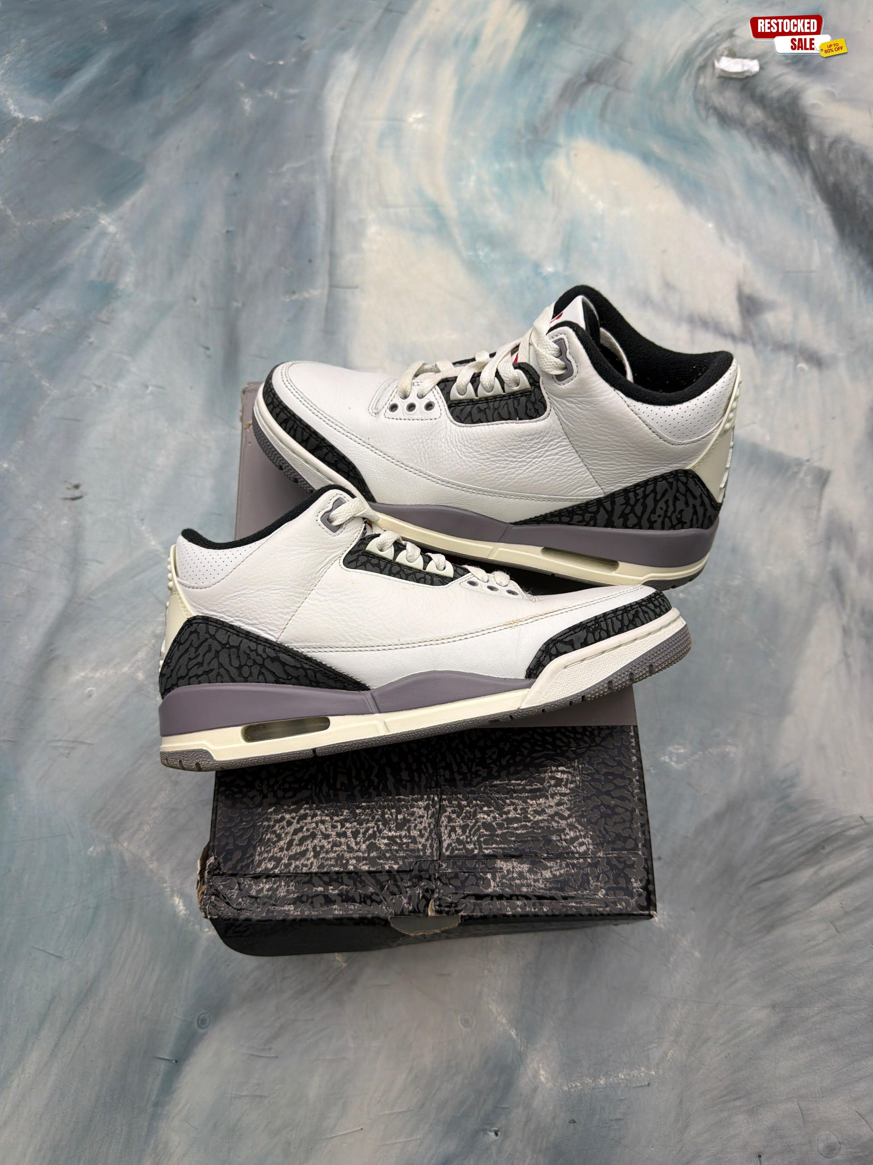 JORDAN 3 RETRO CEMENT GREY PRE OWNED SIZE 8