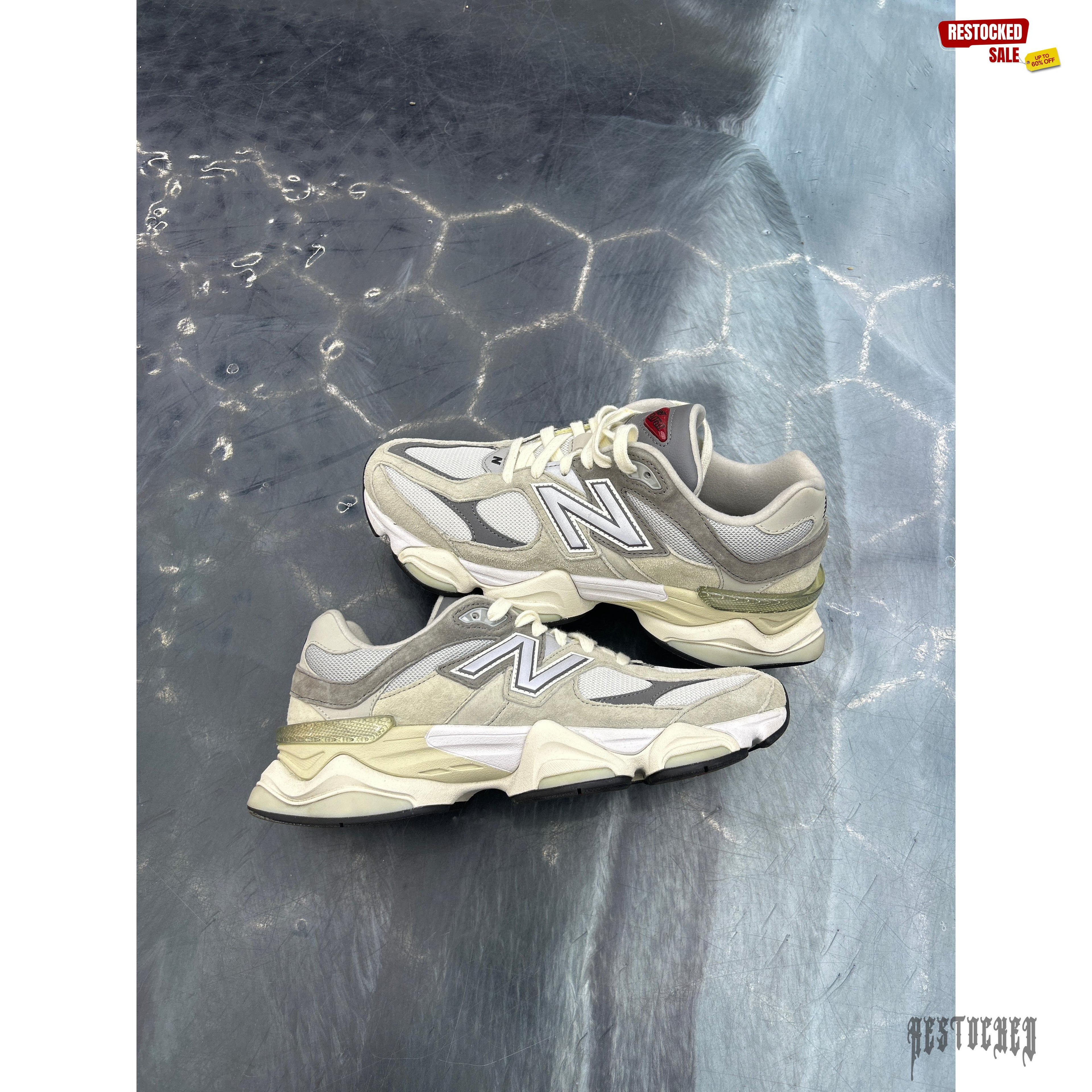 NEW BALANCE 9060 SEA SALT WHITE PRE OWNED SIZE 10 NO BOX