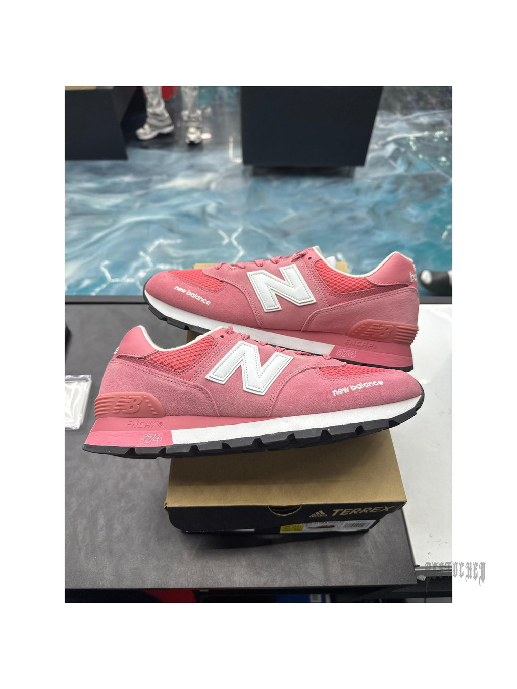 NEW BALANCE 574 RUGGED DESERT PINK PRE OWNED REP BOX SIZE 12