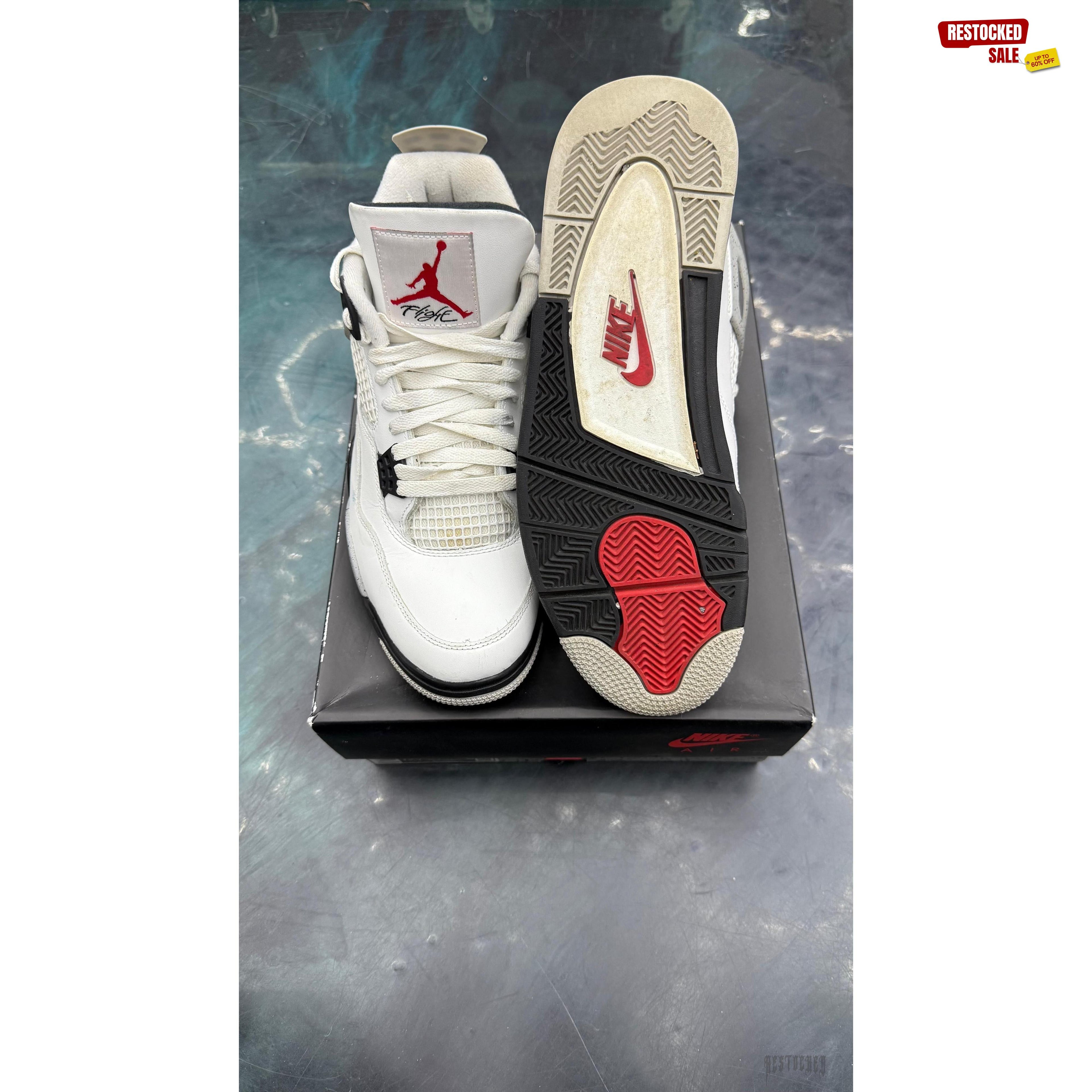 JORDAN 4 RETRO WHITE CEMENT PRE OWNED SIZE 12