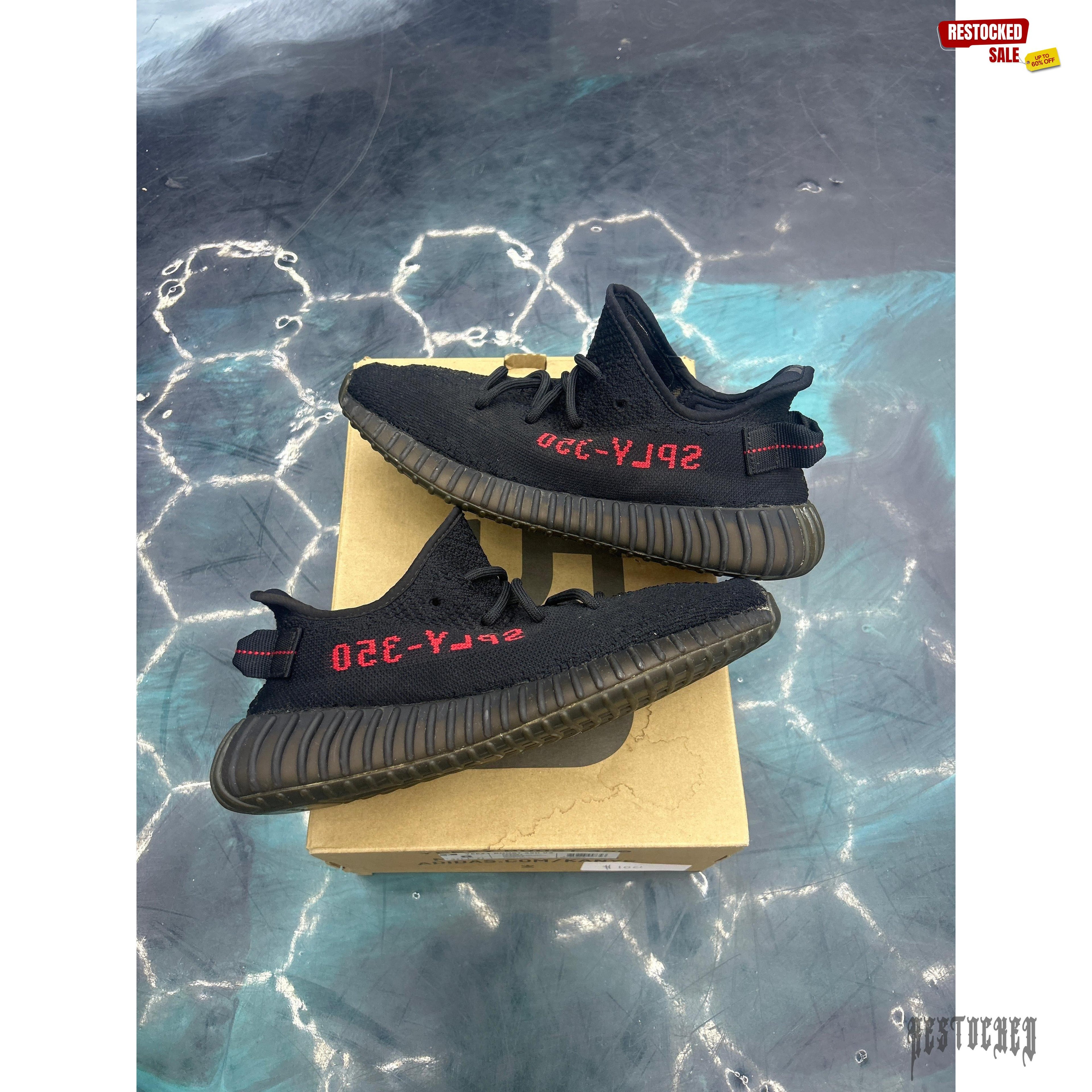 ADIDAS YEEZY BOOST 350 V2 BLACK RED PRE OWNED SIZE 8