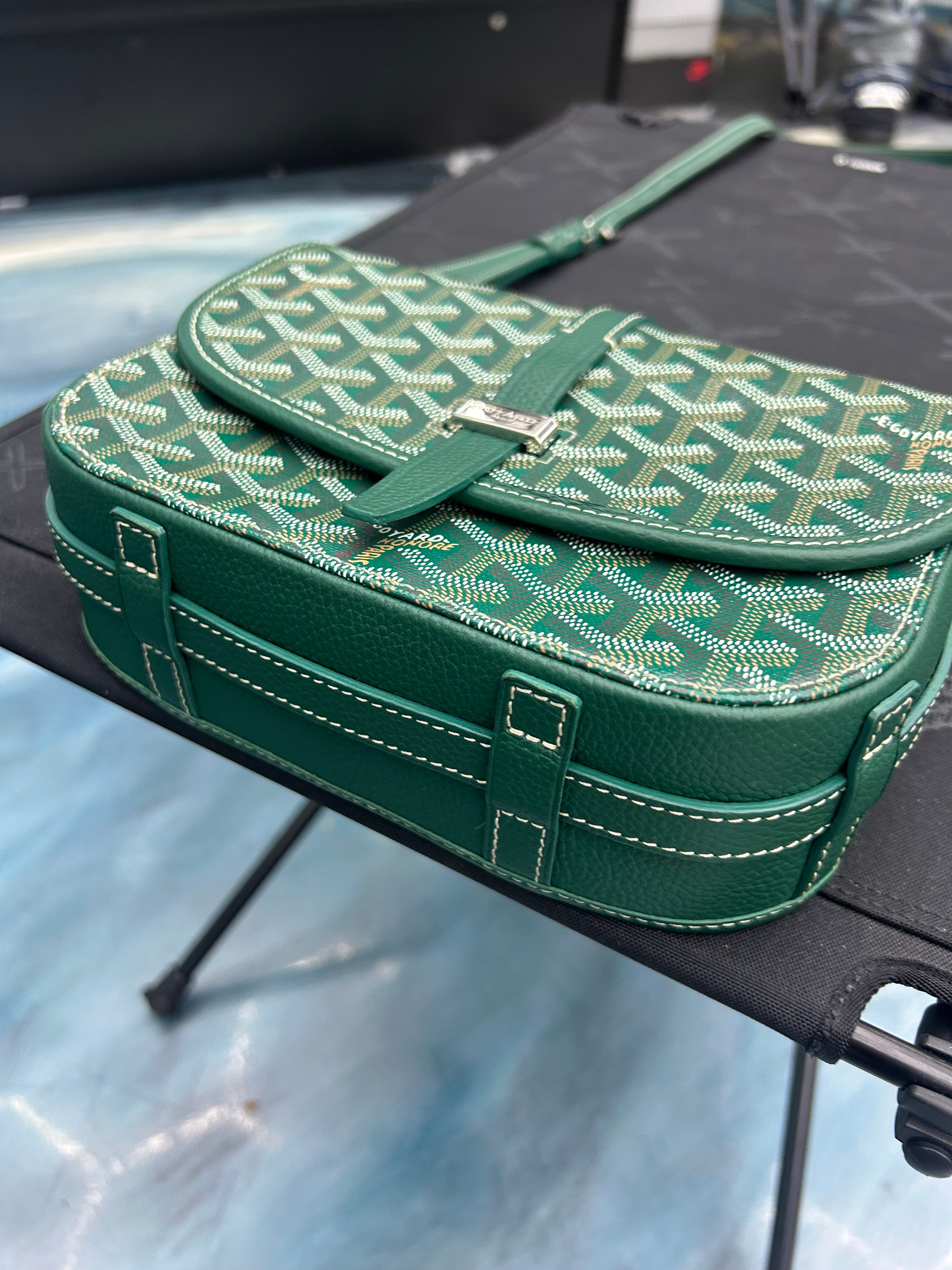 GOYARD BELVEDERE PM GREEN WITH RECEIPT