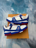 LOUIS VUITTON TRAINER RED WHITE BLUE PRE OWNED SIZE 7LV 8.5US