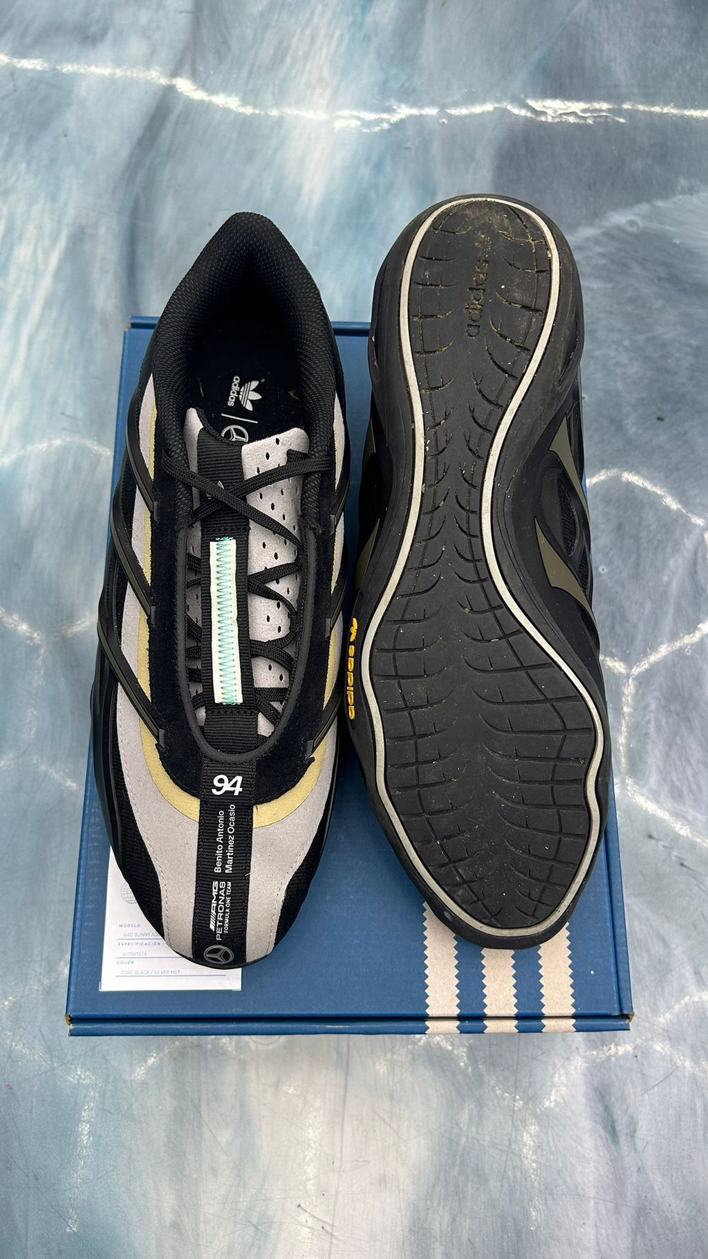 ADIDAS ADIRACER GT BAD BUNNY X MERCEDES AMG BRANCH SAND PRE OWNED SIZE 9.5