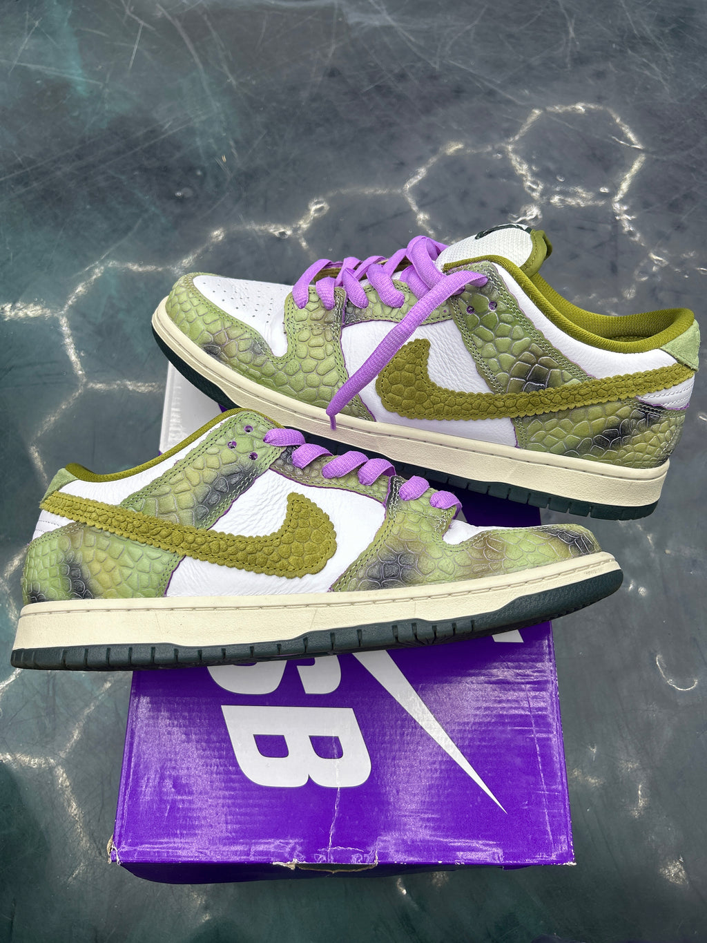 NIKE SB DUNK LOW ALEXIS SABLONE CHAMELEON PRE OWNED SIZE 10.5 REP BOX